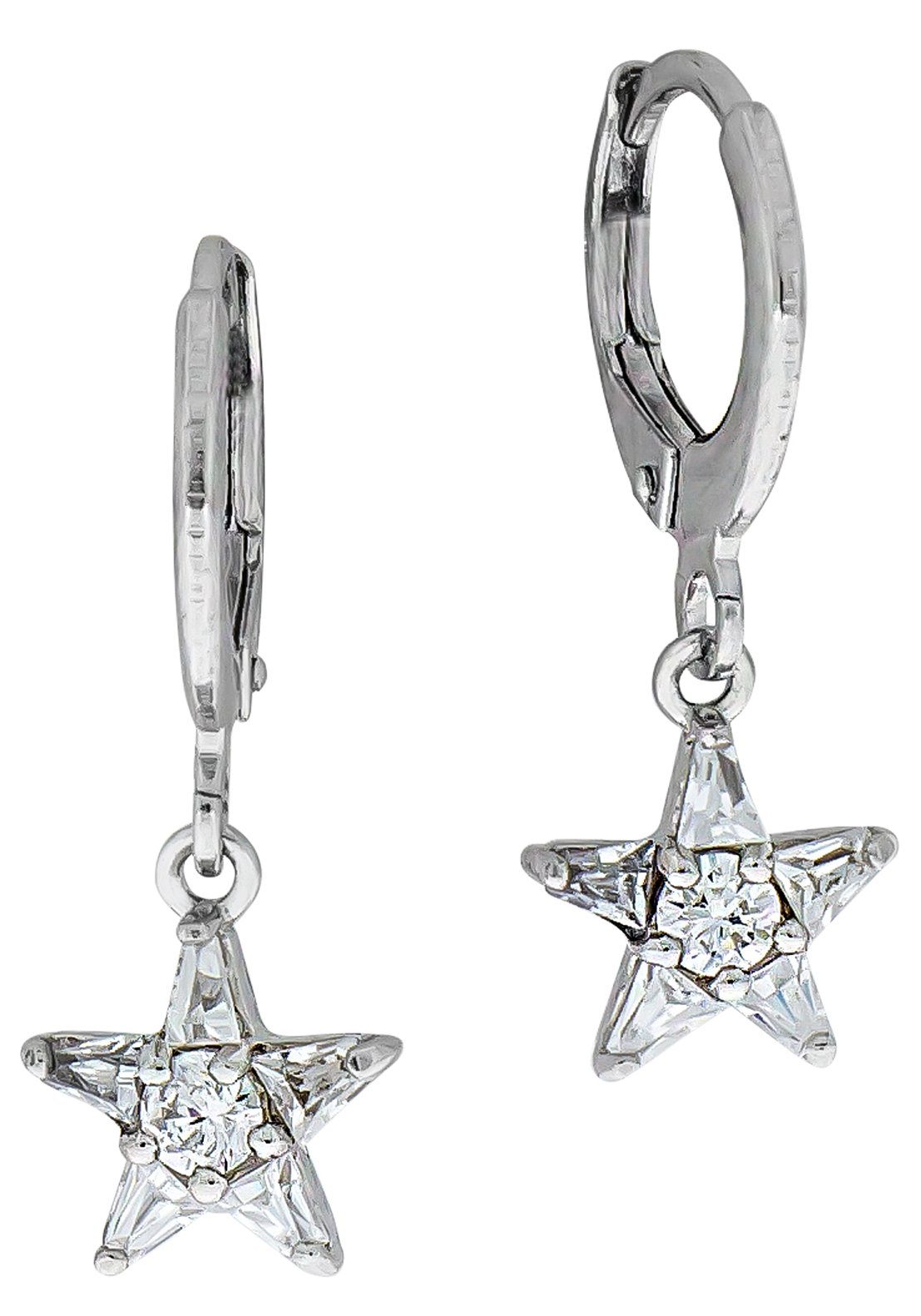 Firetti Paar Creolen Schmuck Geschenk Silber 925 Stern, mit Zirkonia (synth)