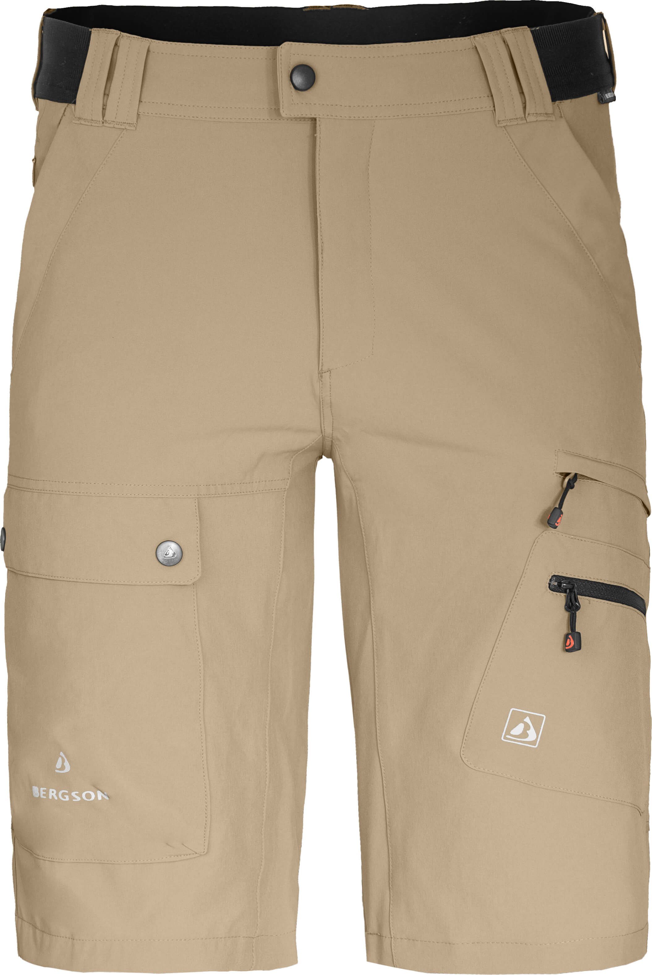 Bergson Outdoorhose FROSLEV Bermuda Herren Wandershorts, recycelt, elastisch, 8 Taschen, Normalgrößen beige