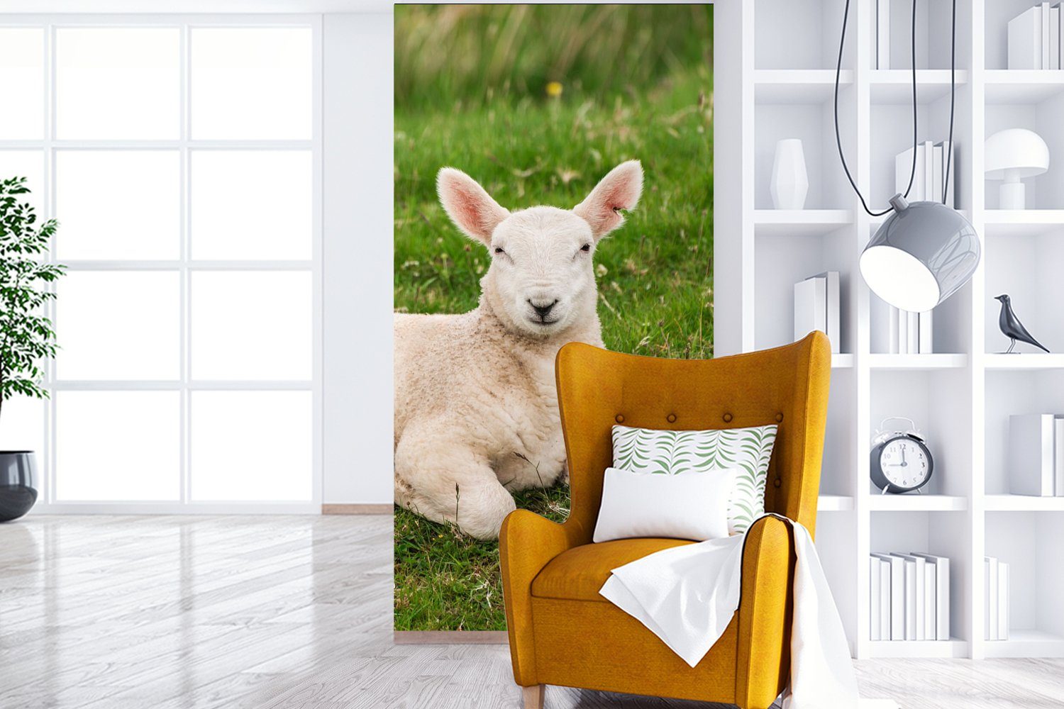 bedruckt, - Schafe Fototapete (2 - MuchoWow St), Wohnzimmer Tiere Matt, Schlafzimmer Küche, Vliestapete Lamm, für Fototapete