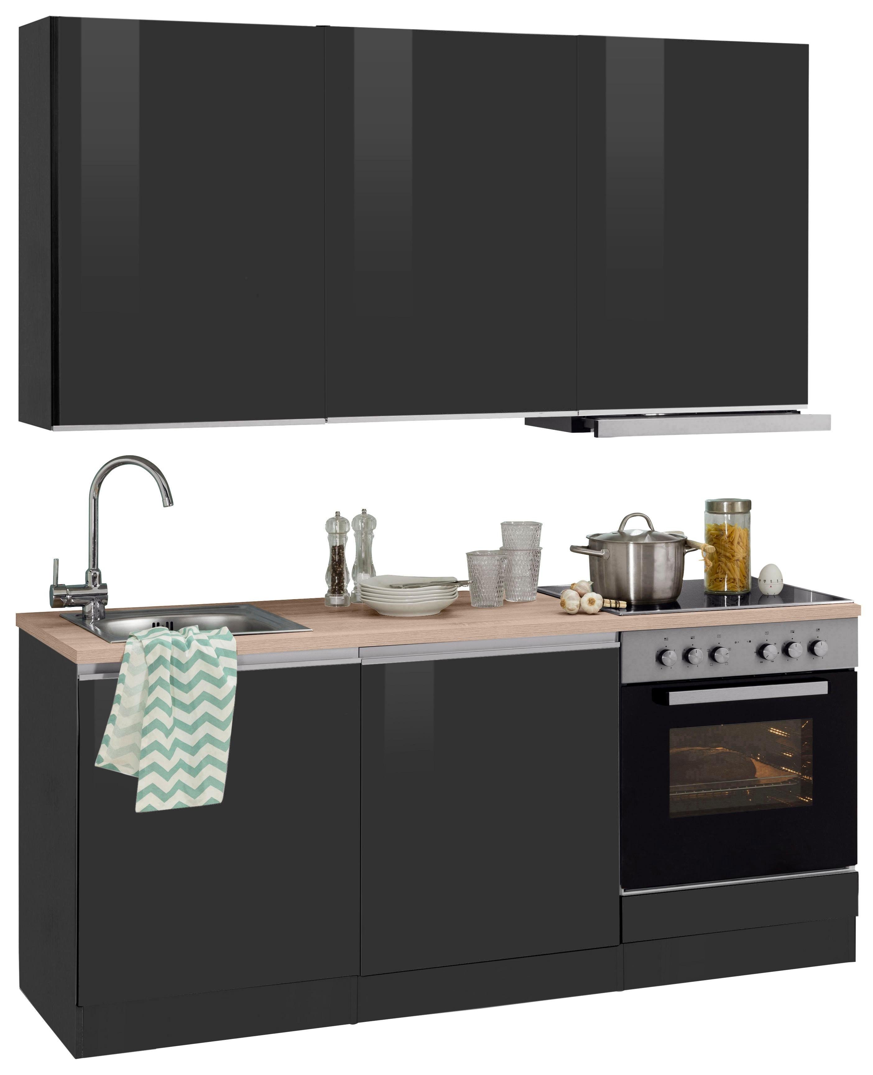 HELD MÖBEL Küchenzeile Ohio, mit E-Geräten, Breite 180 cm, mit integrierter  Griffleiste