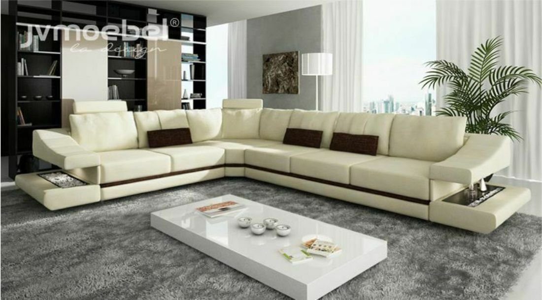 JVmoebel Ecksofa, Design Wohnlandschaft Ecksofa Textil Leder Neu Sofas L Form Sofa