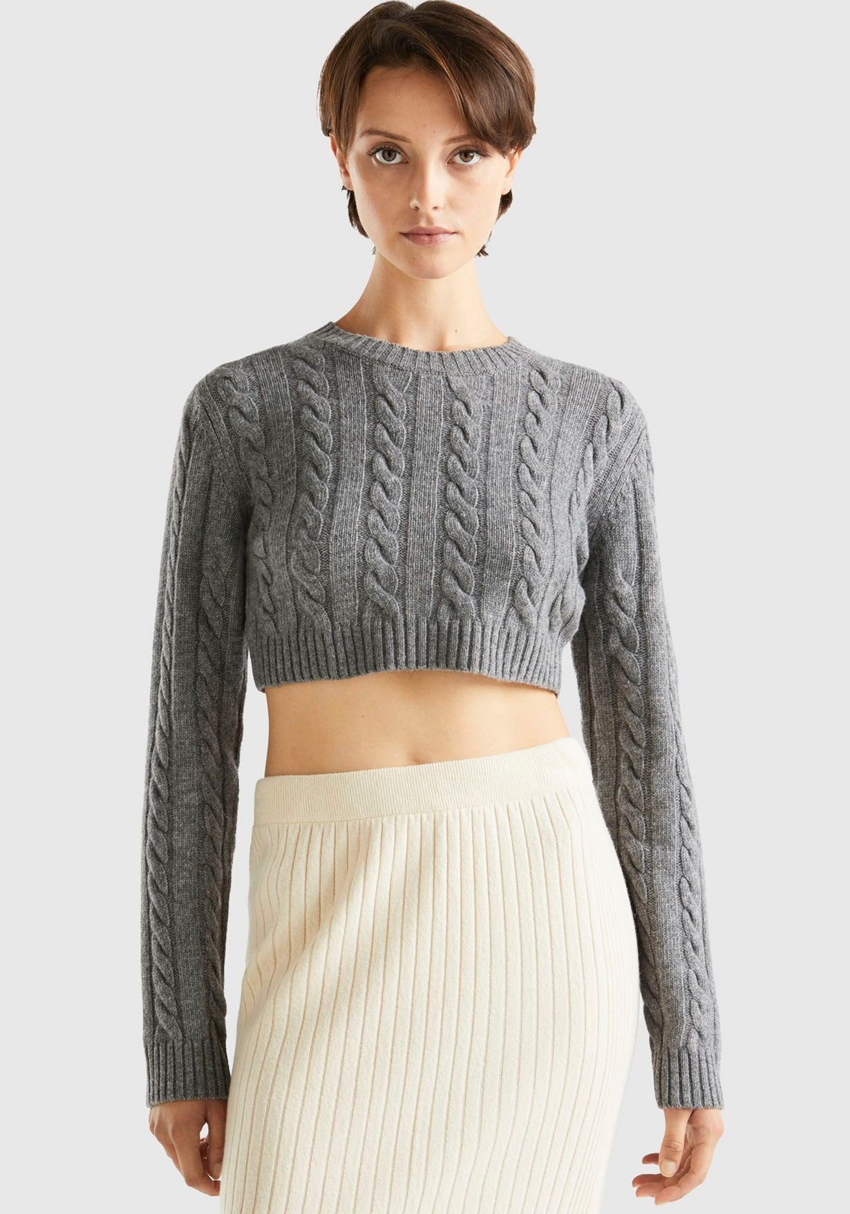 United Colors of Benetton Strickpullover in cropped-length