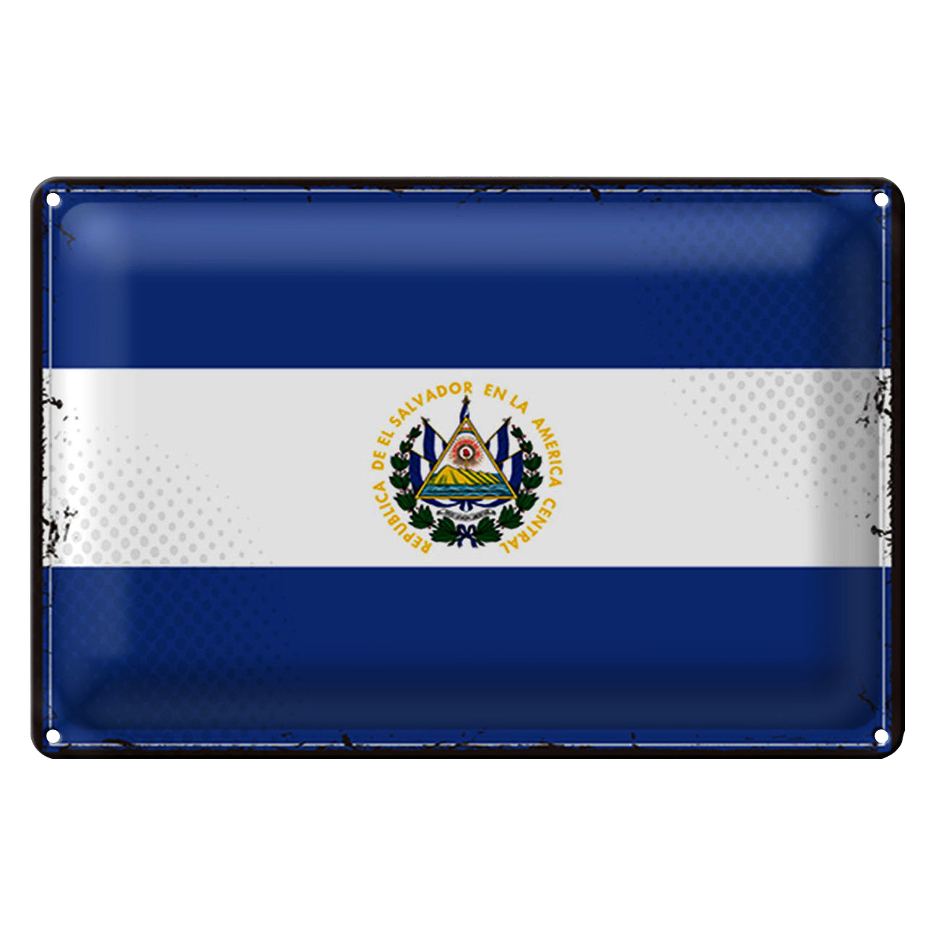 Roomando Metallschild Blechschild Flagge El Salvador 30x20cm Retro El Salvador