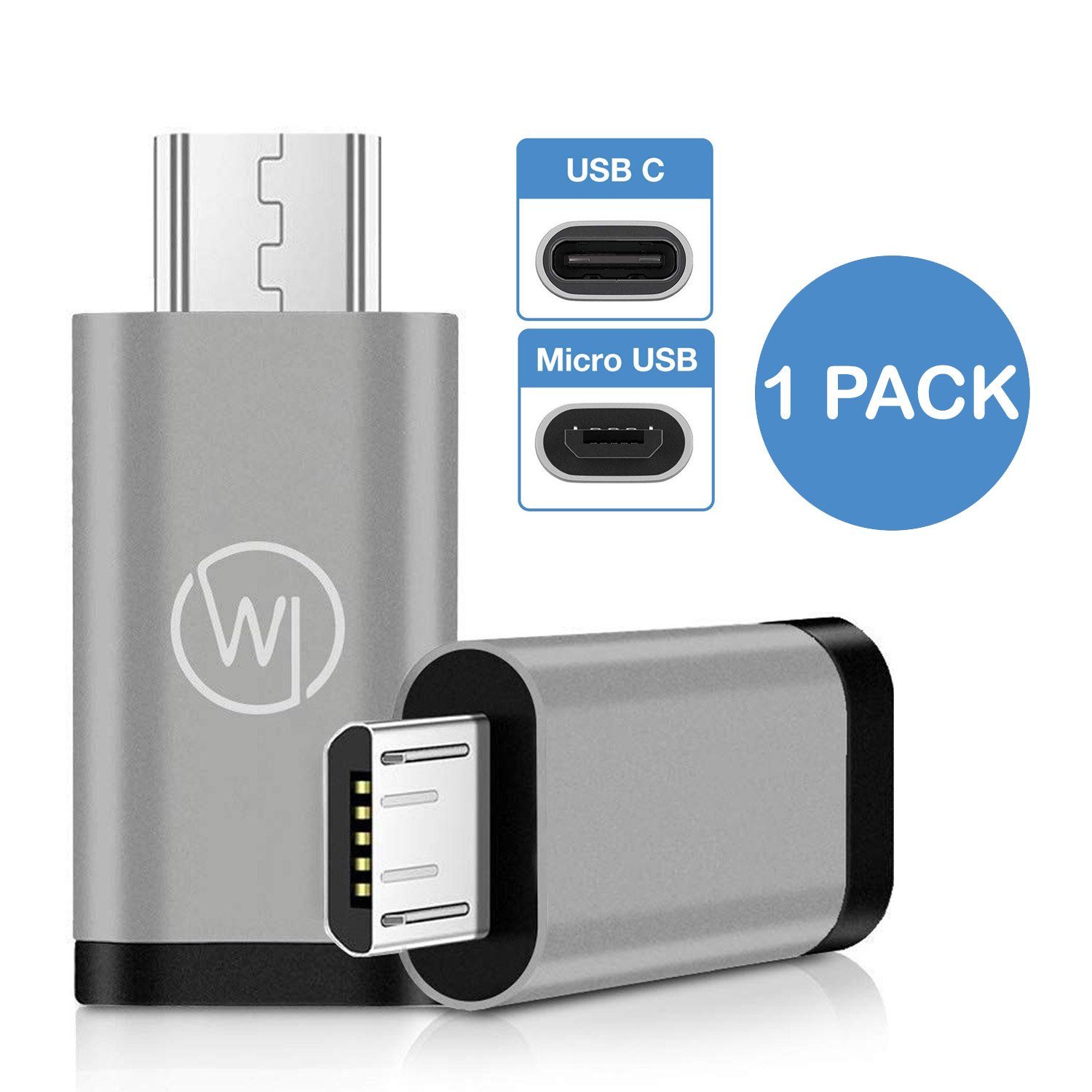 Wicked Chili MicroUSB auf USB C Adapter für Huawei EnVizion 360 USB-Adapter MicroUSB zu USB-C, Für OTG-fähige Smartphones / Tablets mit microUSB Anschluss
