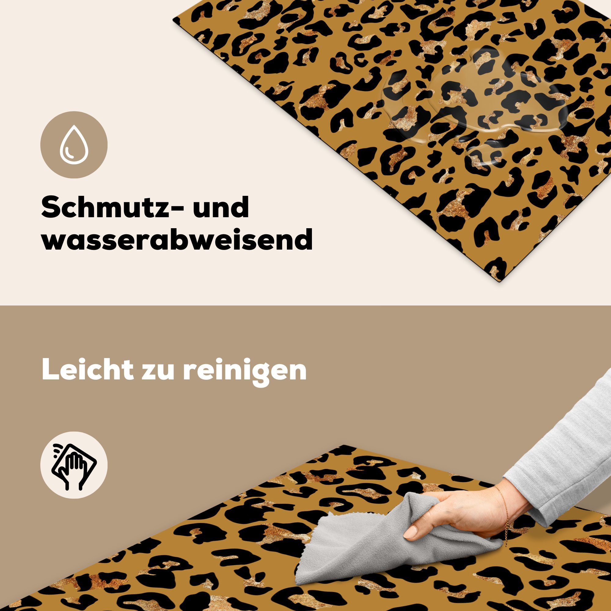 Tiere - Ceranfeldabdeckung Pantherdruck MuchoWow Induktionskochfeld (1 cm, tlg), Herdblende-/Abdeckplatte für die Muster, Vinyl, - 81x52 Schutz küche,