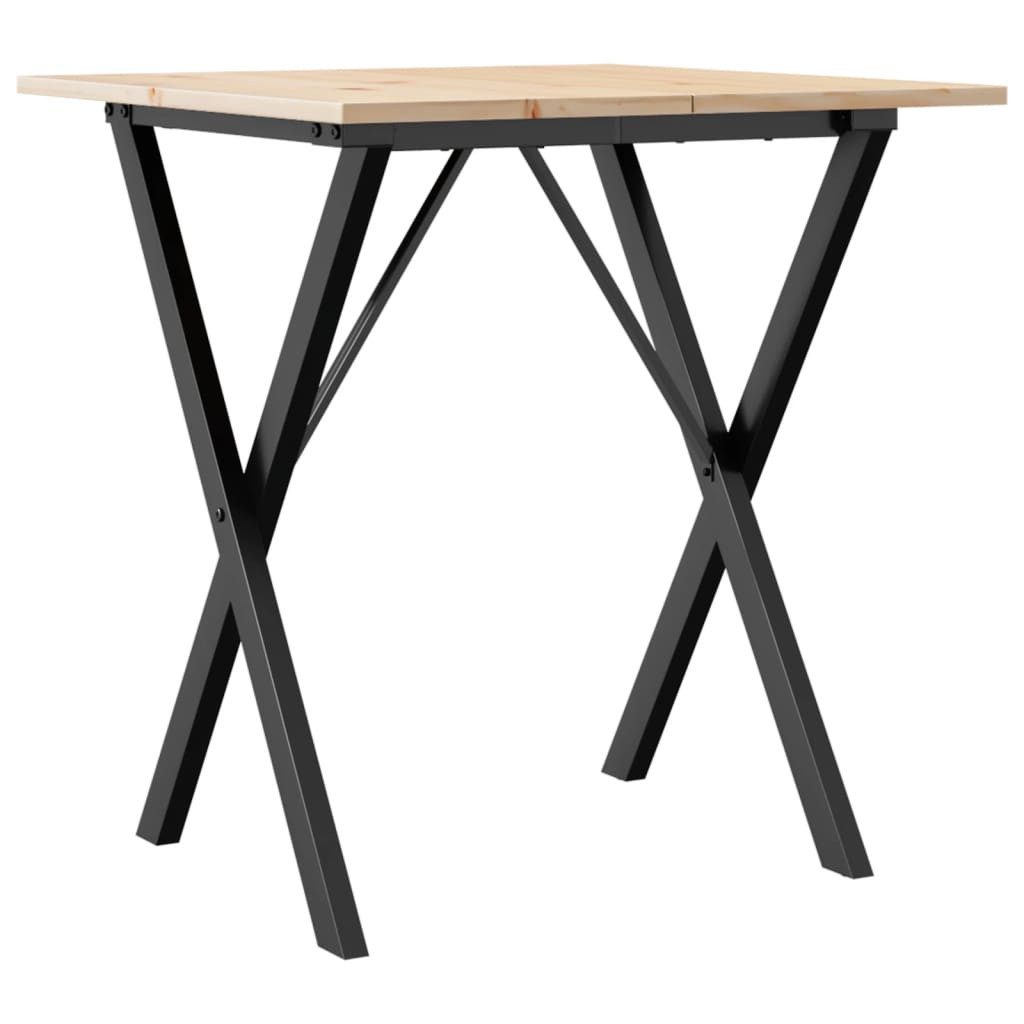 vidaXL Esstisch Esstisch X-Gestell 70x70x75 cm Massivholz Kiefer und Stahl (1-St)