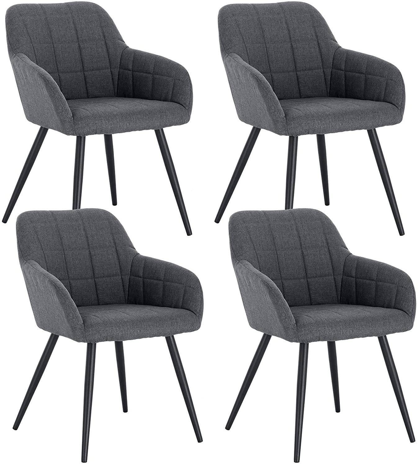 Woltu Esszimmerstuhl (Set, 4 St), Esszimmerstühle Küchenstuhl Polsterstuhl  Design Stuhl mit Armlehne, mit Sitzfläche aus Leinen, Gestell aus Metall,  Dunkelgrau online kaufen | OTTO