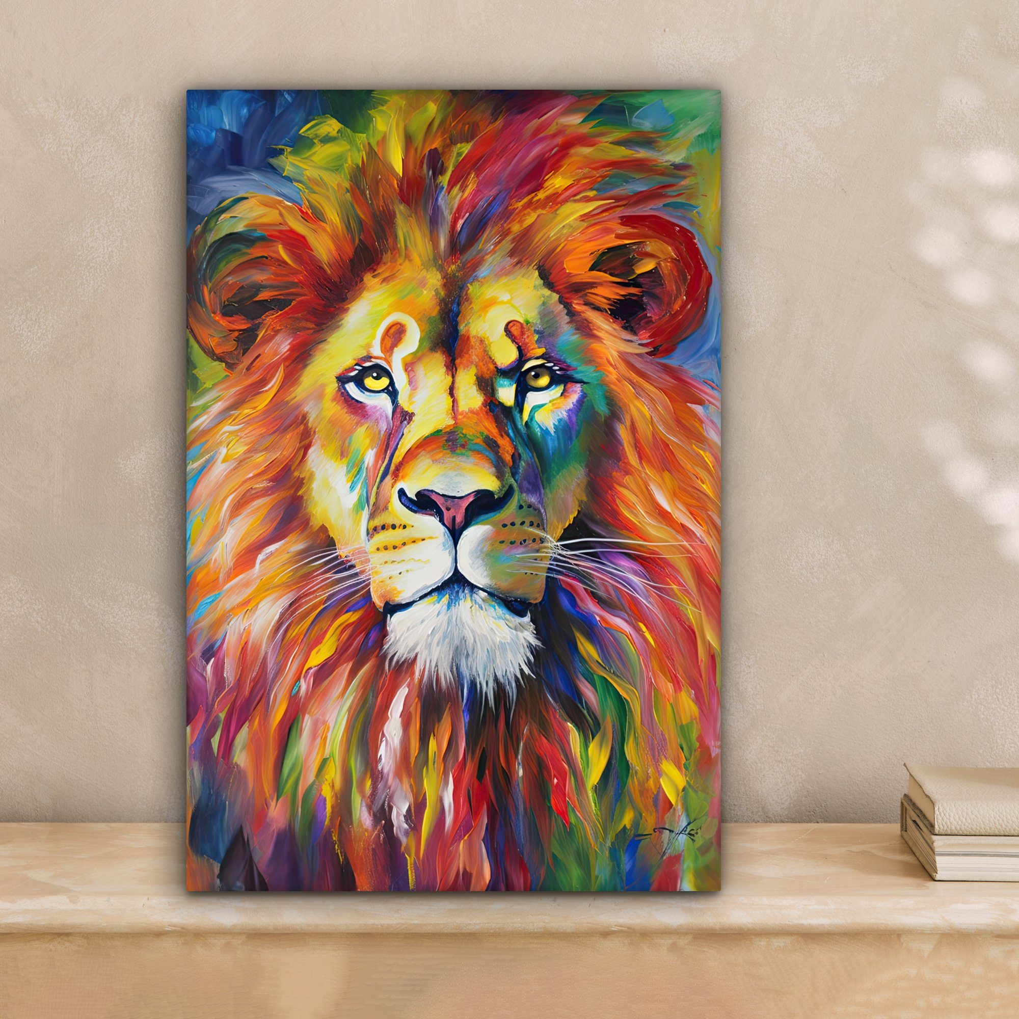 OneMillionCanvasses® Leinwandbild Löwe - Ölfarbenoptik - günstig online kaufen