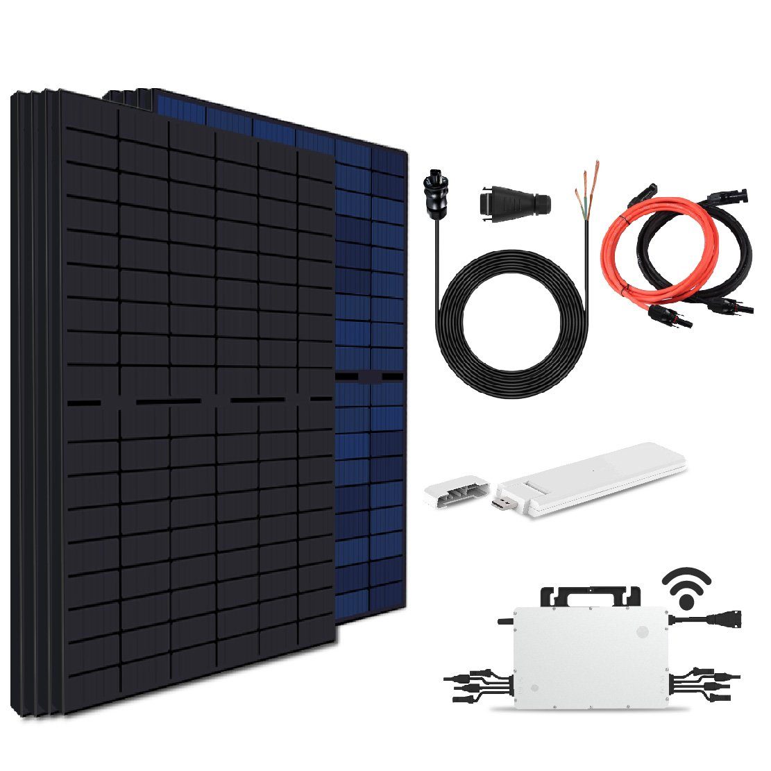 SOLAR-HOOK etm Solaranlage 1720W/1600W Balkonkraftwerk(1200W Energieerzeugung), Mit 430W Bifaziale Solarmodule, Hoymiles Drosselbar HMS-1600/800W/600W Wechselrichter, DTU-WLite-S und 10m Wielandstecker