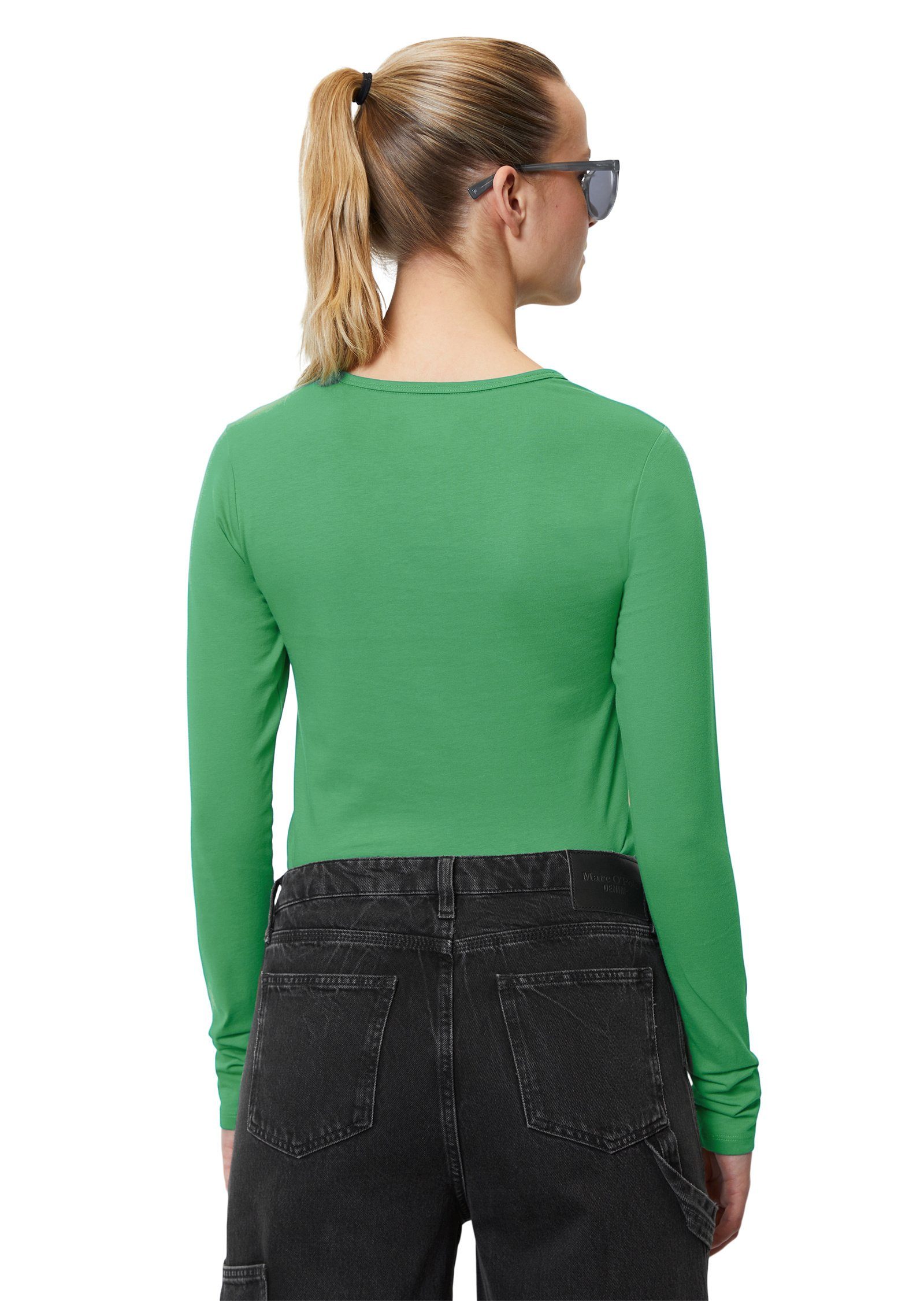 aus grün Marc O'Polo Basic-Single-Jersey DENIM Langarmshirt