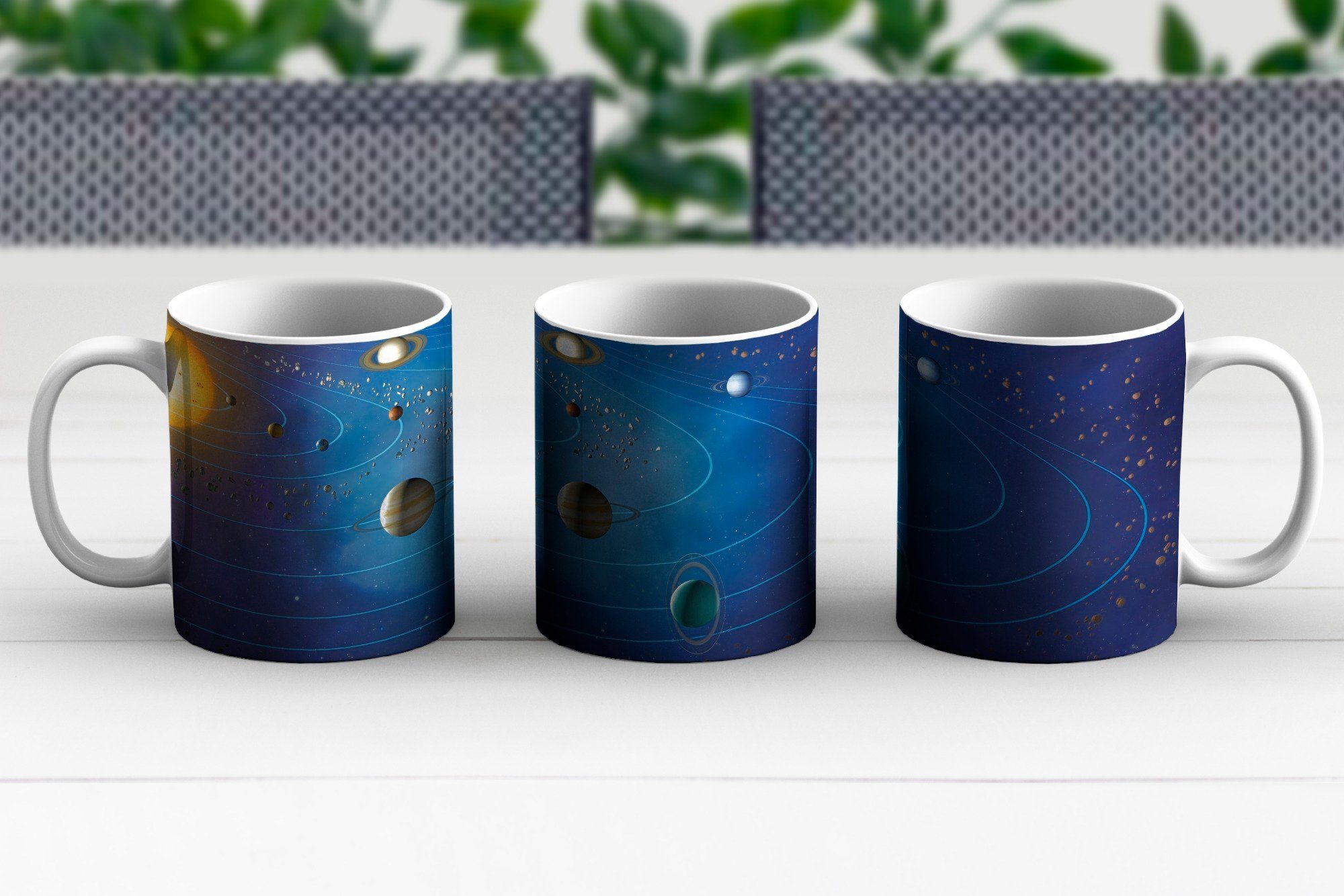 Becher, Geschenk großen Eine MuchoWow des Teetasse, Teetasse, Sonnensystems, Illustration Tasse Keramik, Kaffeetassen,