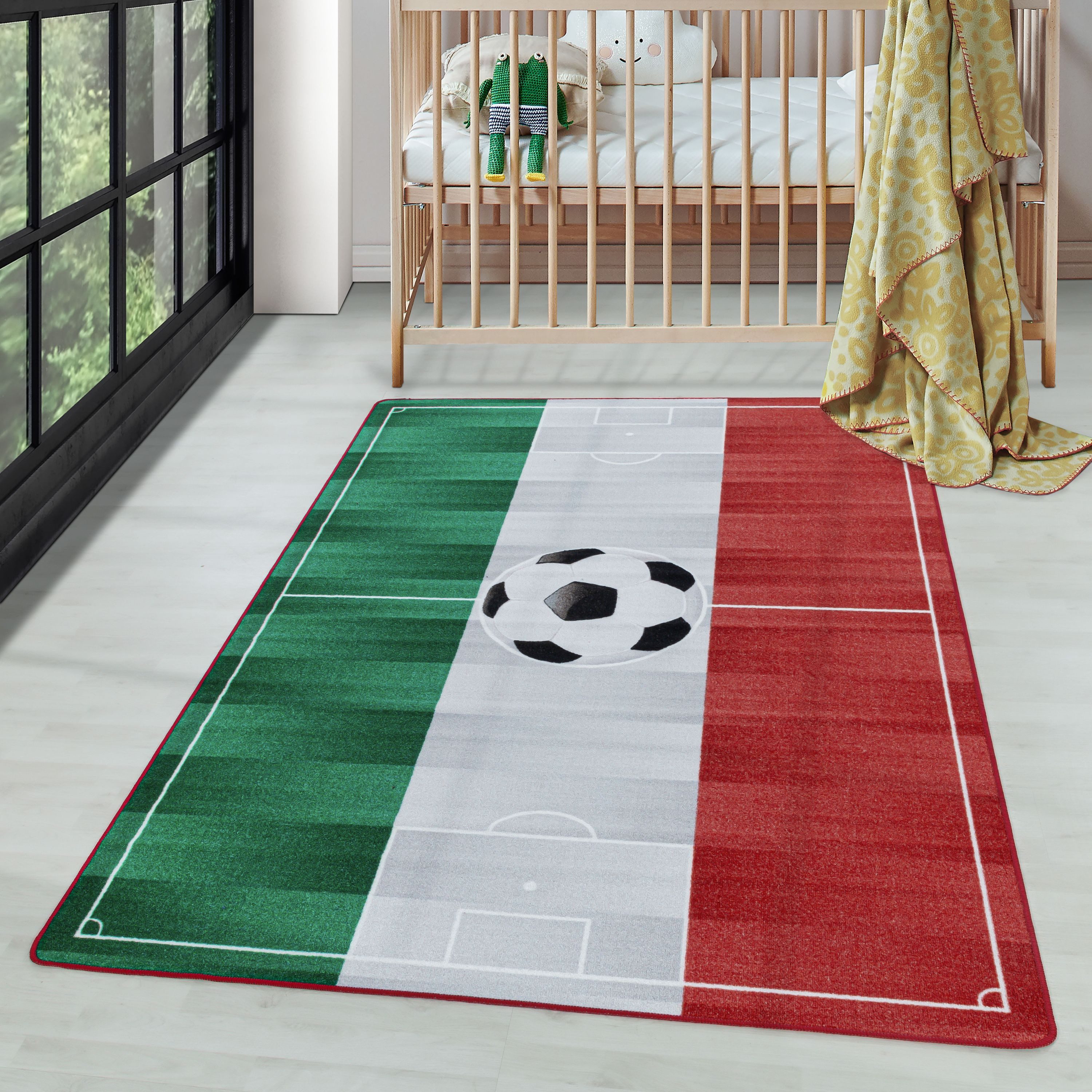 Kinderteppich Fußballstadion Italien, Carpettex, Rechteckig, Höhe: 7 mm, Teppich Kinderzimmer Fußballstadion Italien Rutschfest Waschbar