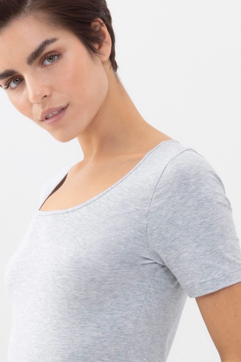 Mey Kurzarmshirt Shirt kurzarm Light Pure melange Serie Grey Cotton