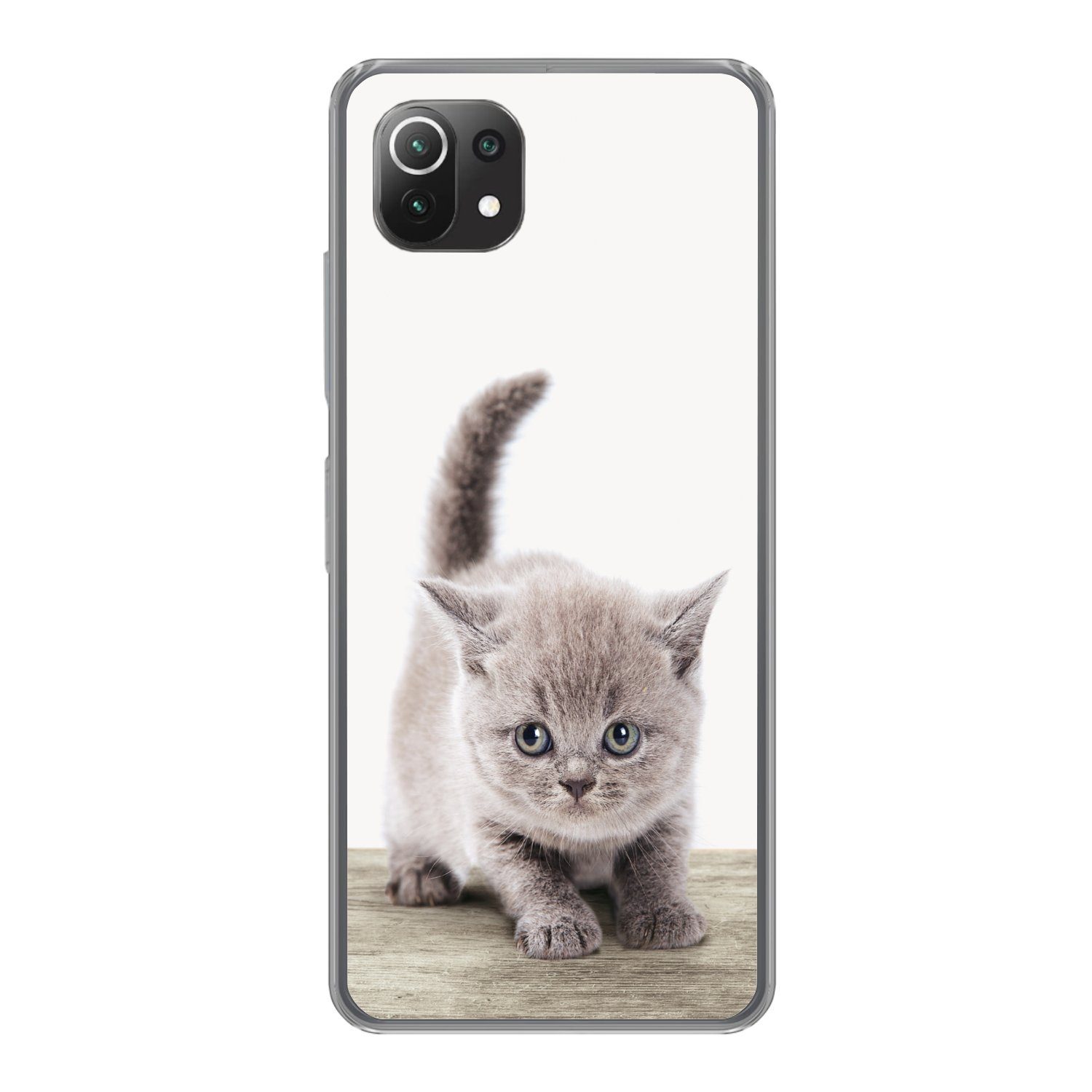 MuchoWow Handyhülle für Xiaomi Mi 11 Lite Kätzchen - Katze - Haustiere - Jungen - Kinder -, Phone Case, Silikon, Schutzhülle Dünn