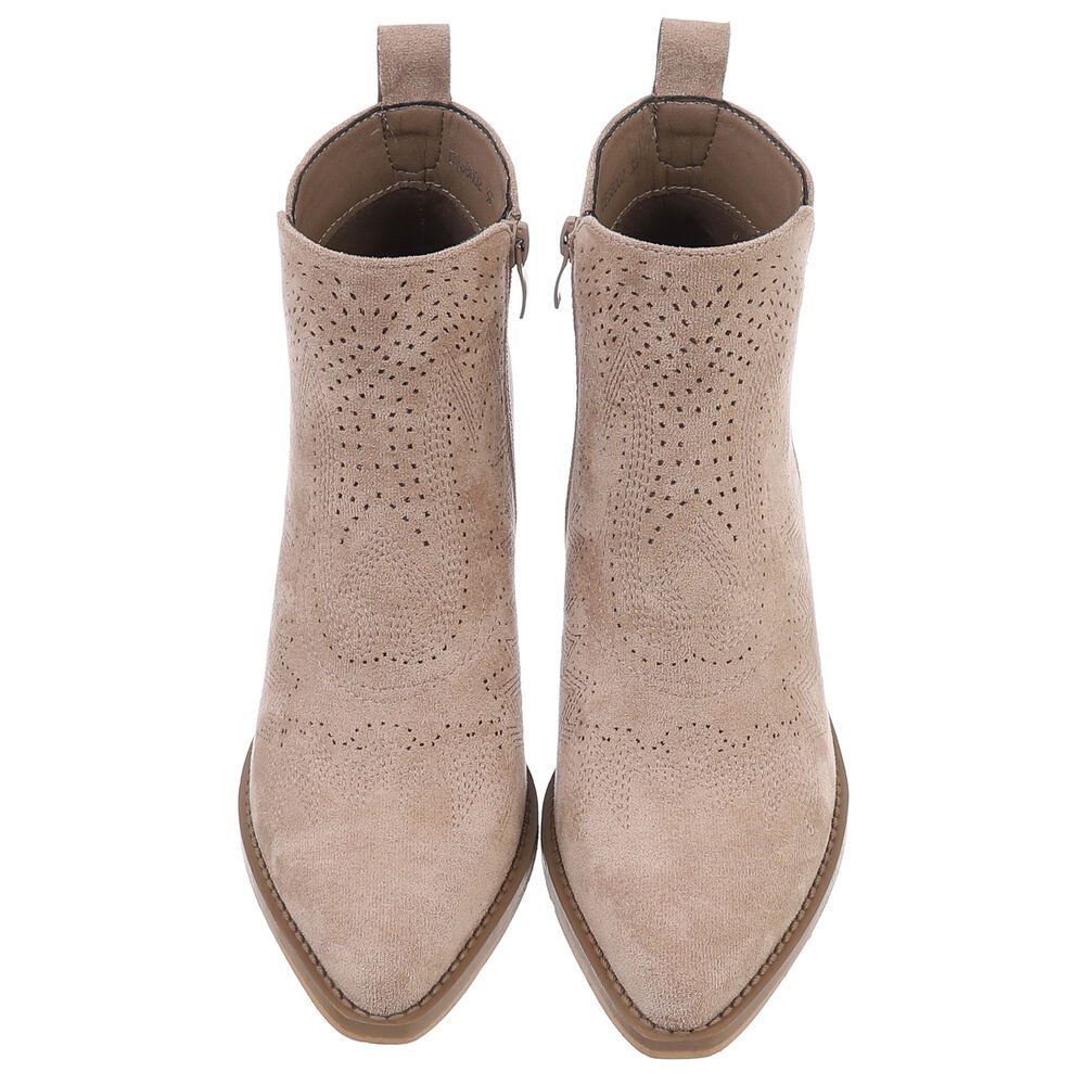 Ital-Design Damen Cowboyboots Western Westernstiefelette (88577277) Blockabsatz Stiefeletten in Hellbraun