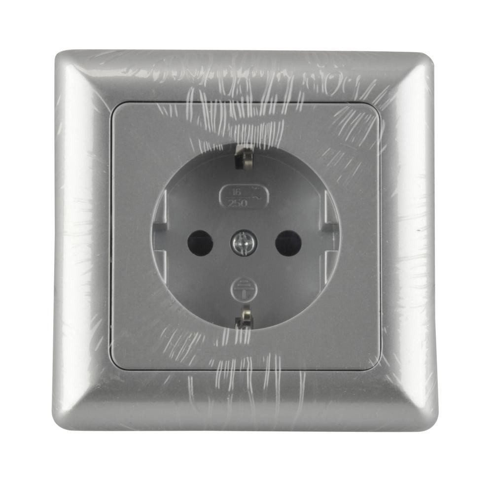 UNITEC Steckdose Unitec Steckdose mit Rahmen silber, Serie Genua