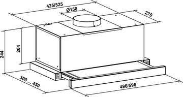 GURARI Flachschirmhaube GCH 135 BL inkl. Umluftset, Dunstabzugshaube, 60cm Einbau 1000m³/h inklusive Umluftset