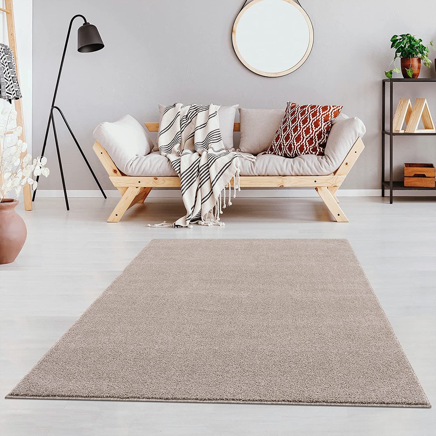 Jimri Teppich Lotus Wohnzimmer Teppich Einfarbig Kurzflor Läufer Uni, Rechteckig, Wohnzimmer Teppich Einfarbig Kurzflor Läufer