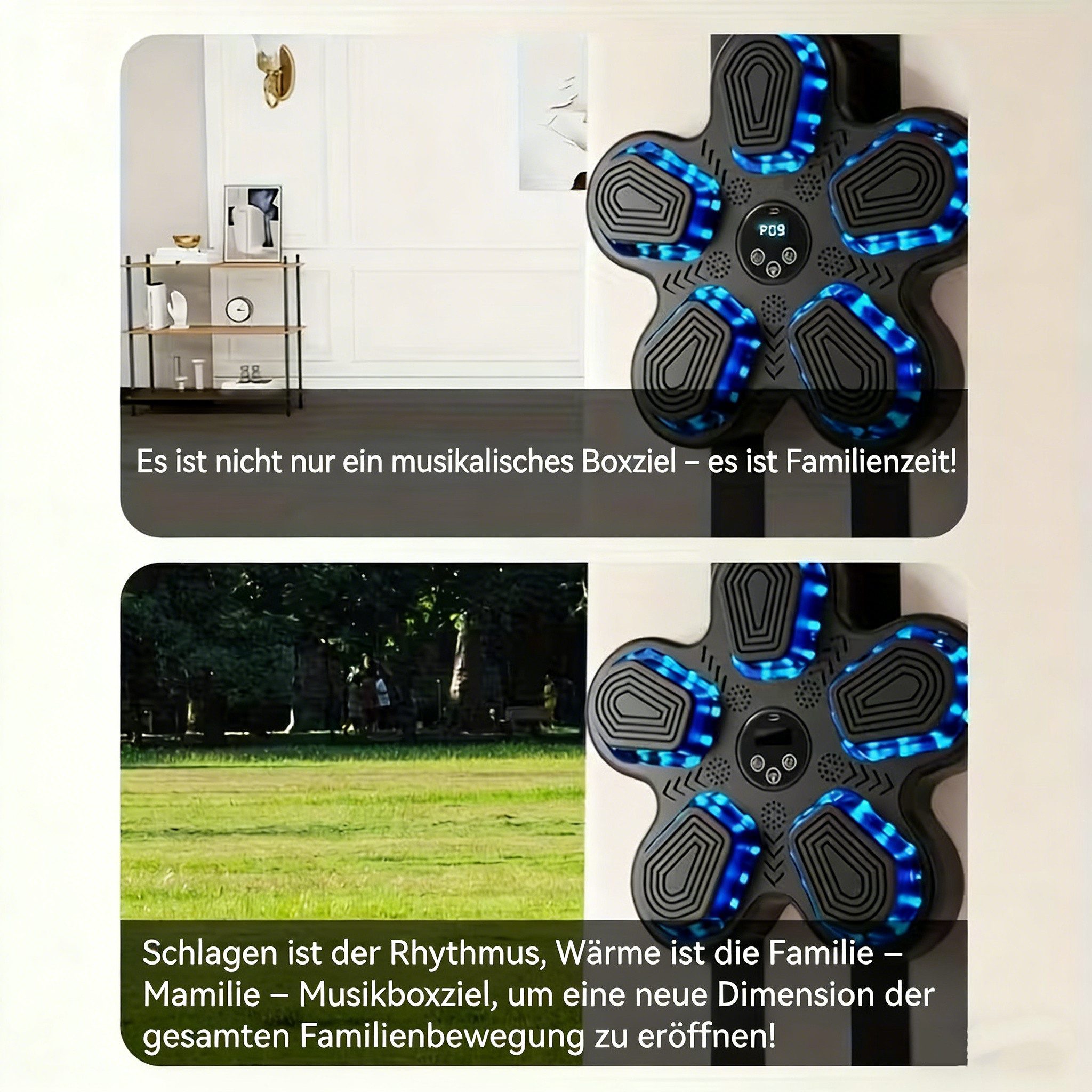 Kityhome Boxmaschine Musik Boxmaschine Boxing Machine LED Bluetooth Boxgerät & Handschuhen, Boxtraining mit Beat, Licht & Power