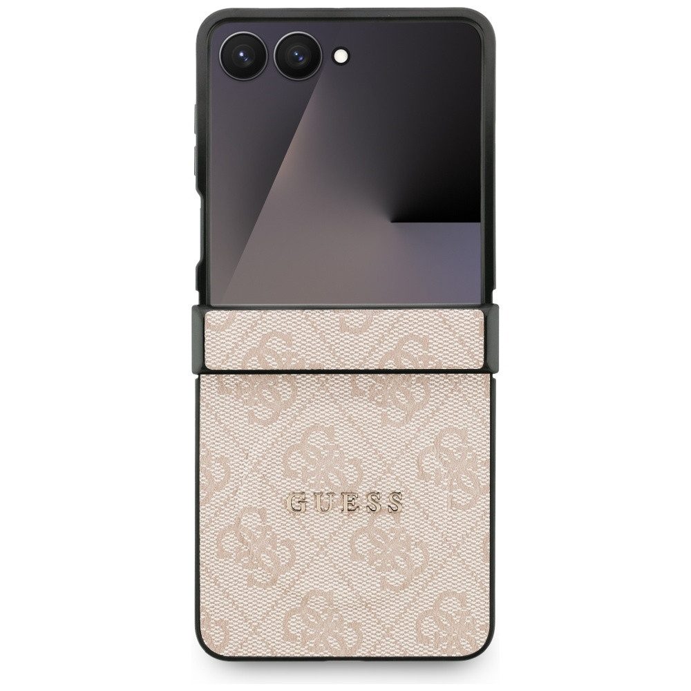 Guess Handyhülle Galaxy Z Flip7 MagSafe Muster Kunstleder rosa Logo goldfarben 6,9 Zoll, Kantenschutz – Bild 2 von 5