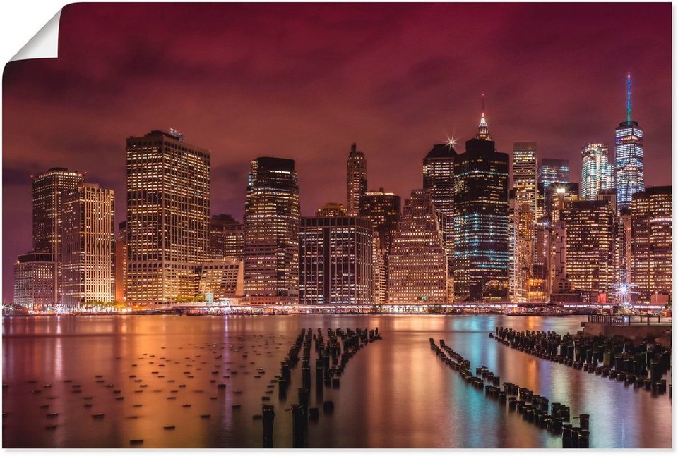 Artland Wandbild New York City Impression bei Nacht, Amerika (1 St), als  Alubild, Leinwandbild, Wandaufkleber oder Poster in versch. Größen, Verschiedene  Größen & Produktarten