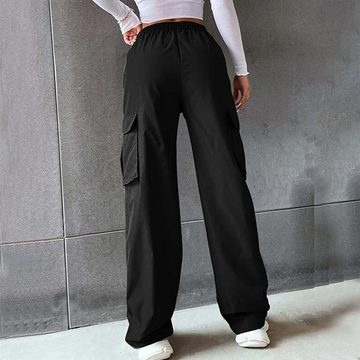 KIKI Latzhose Cargohose Damen High Waist Streetwear Cargo Hosen mit Taschen