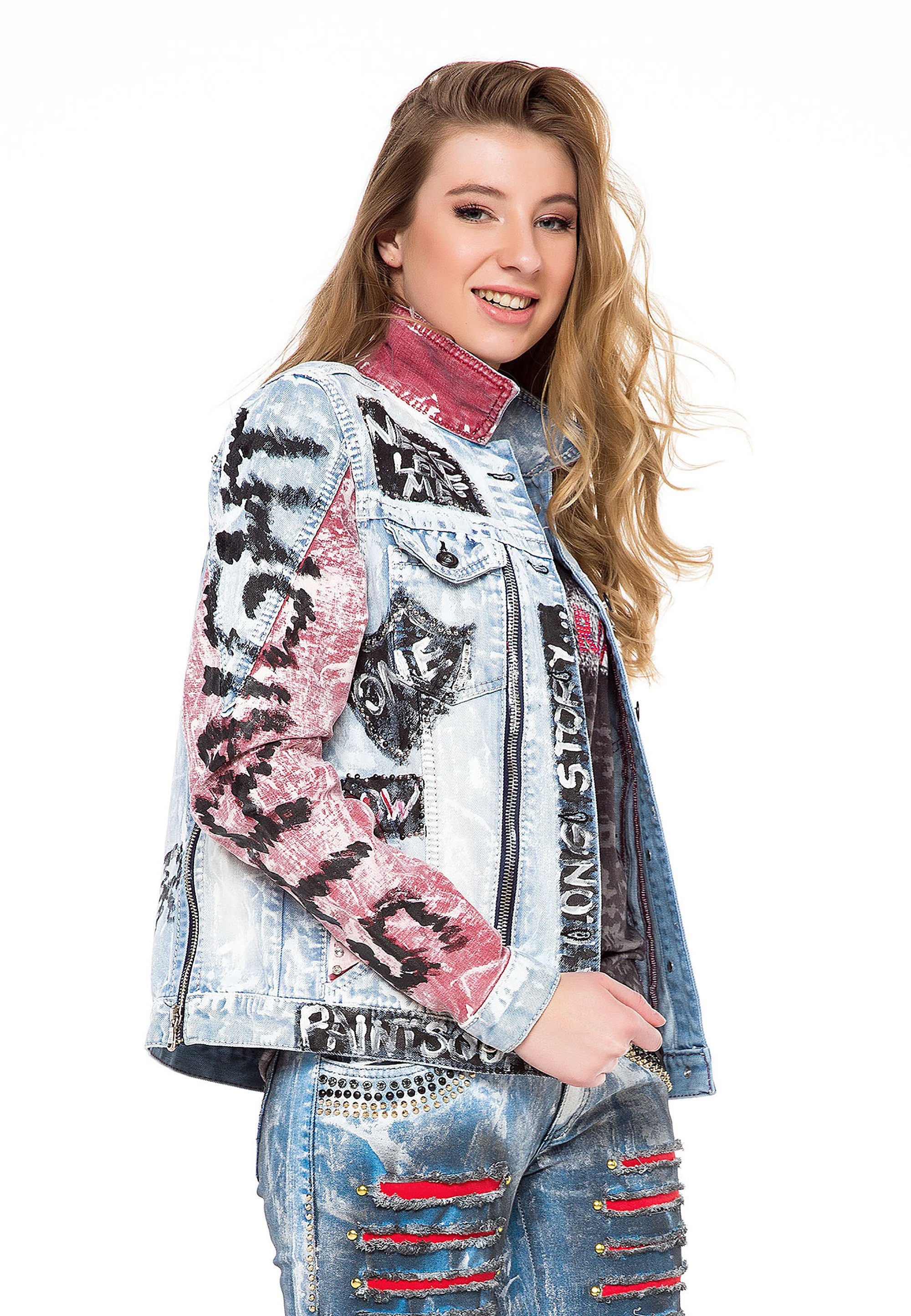 Cipo & Baxx Jeansjacke Details handbemalten mit