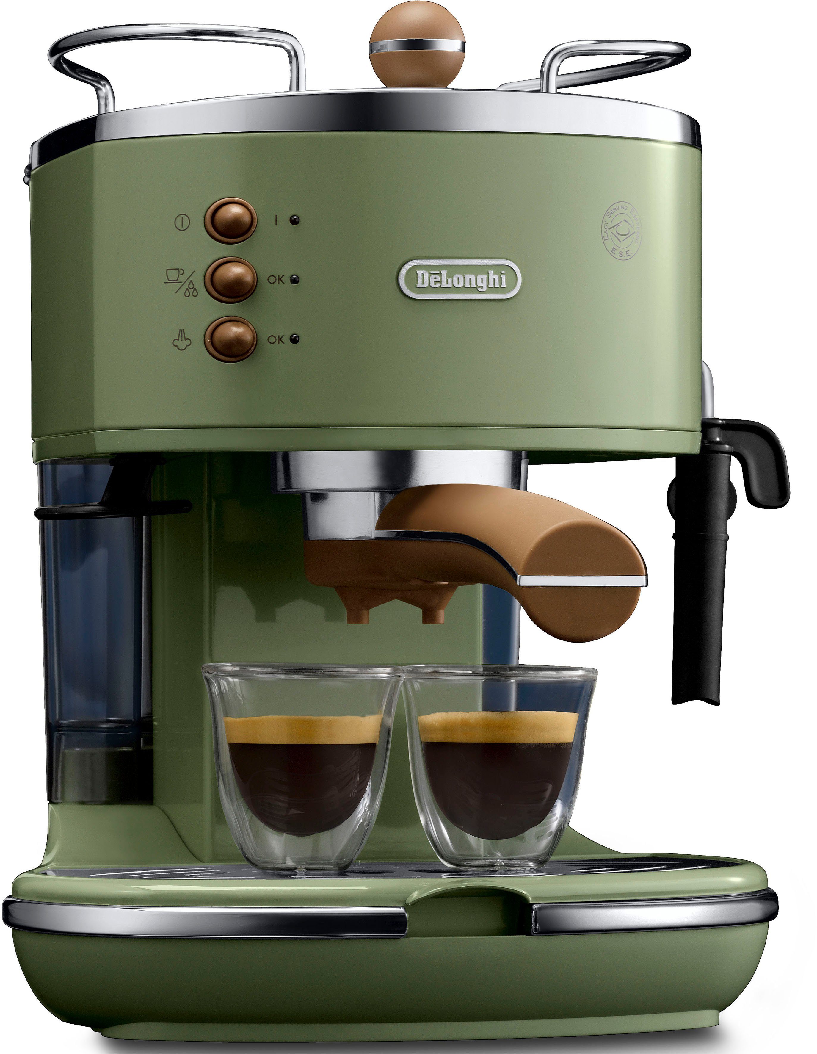 De'Longhi Espressomaschine Icona Vintage ECOV 311.GR, Siebträger, auch für Kaffeepads geeignet