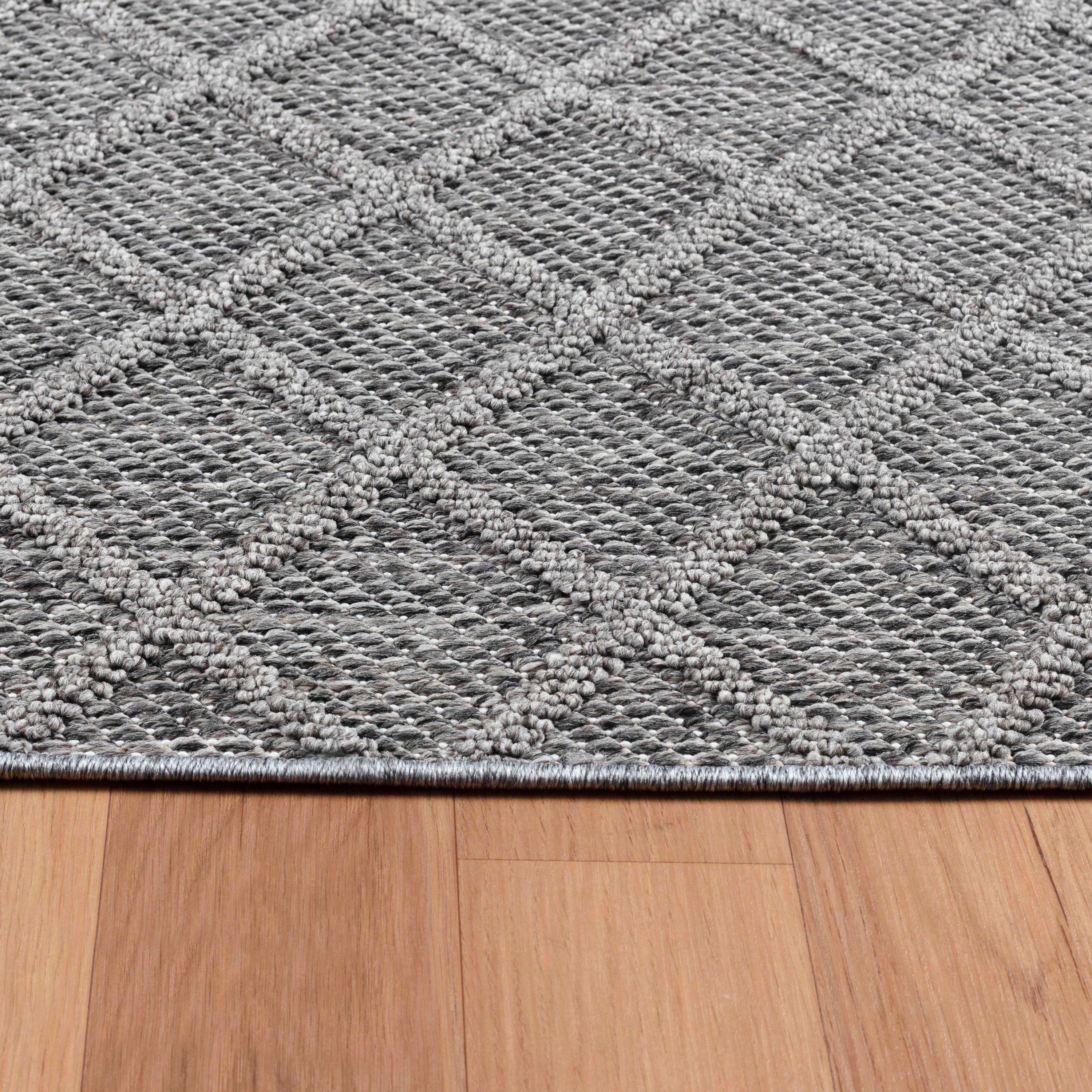 Carpettex Outdoorteppich Rauten Design, Läufer, Höhe: 8 mm, In& Outdoor Teppich Grau Rauten Design für Küchen Balkon Terrasse