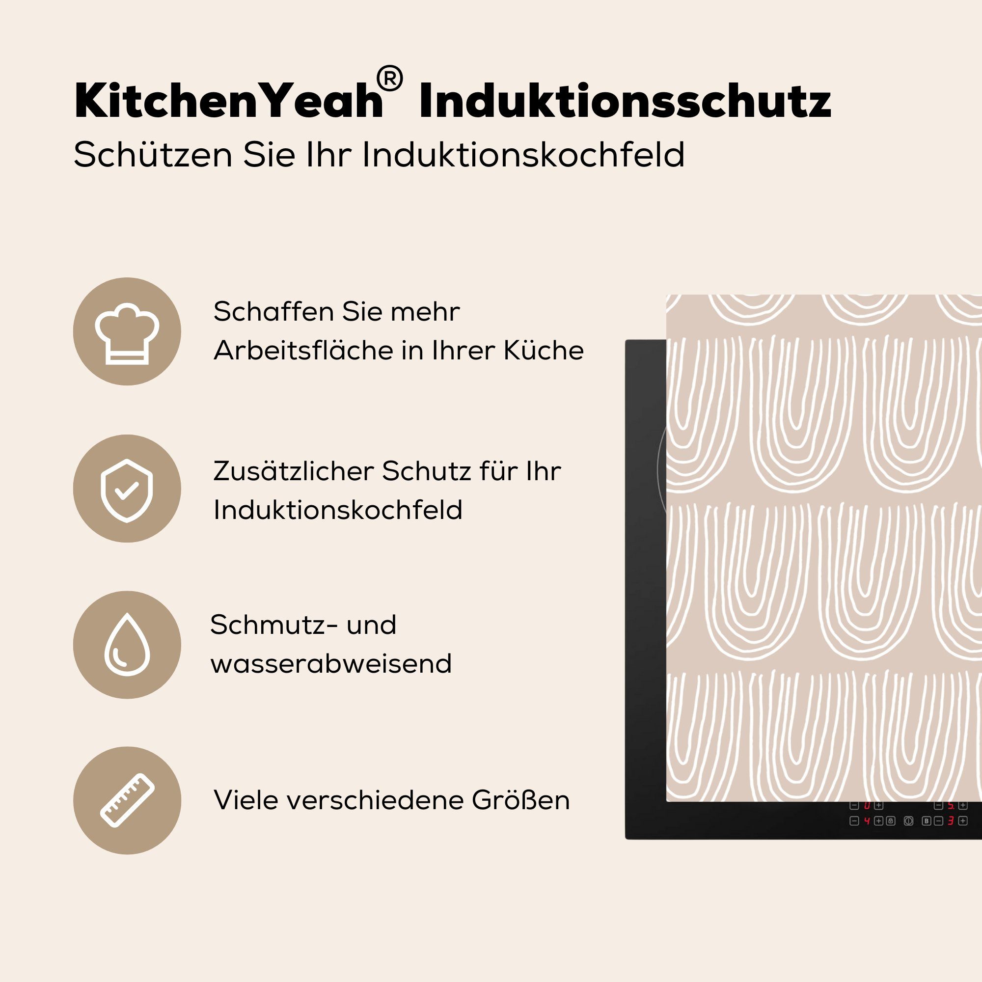 cm, 81x52 (1 Herdblende-/Abdeckplatte Schutz MuchoWow Abstrakt, Induktionskochfeld Sommer Ceranfeldabdeckung die küche, für - tlg), Vinyl, Bögen -