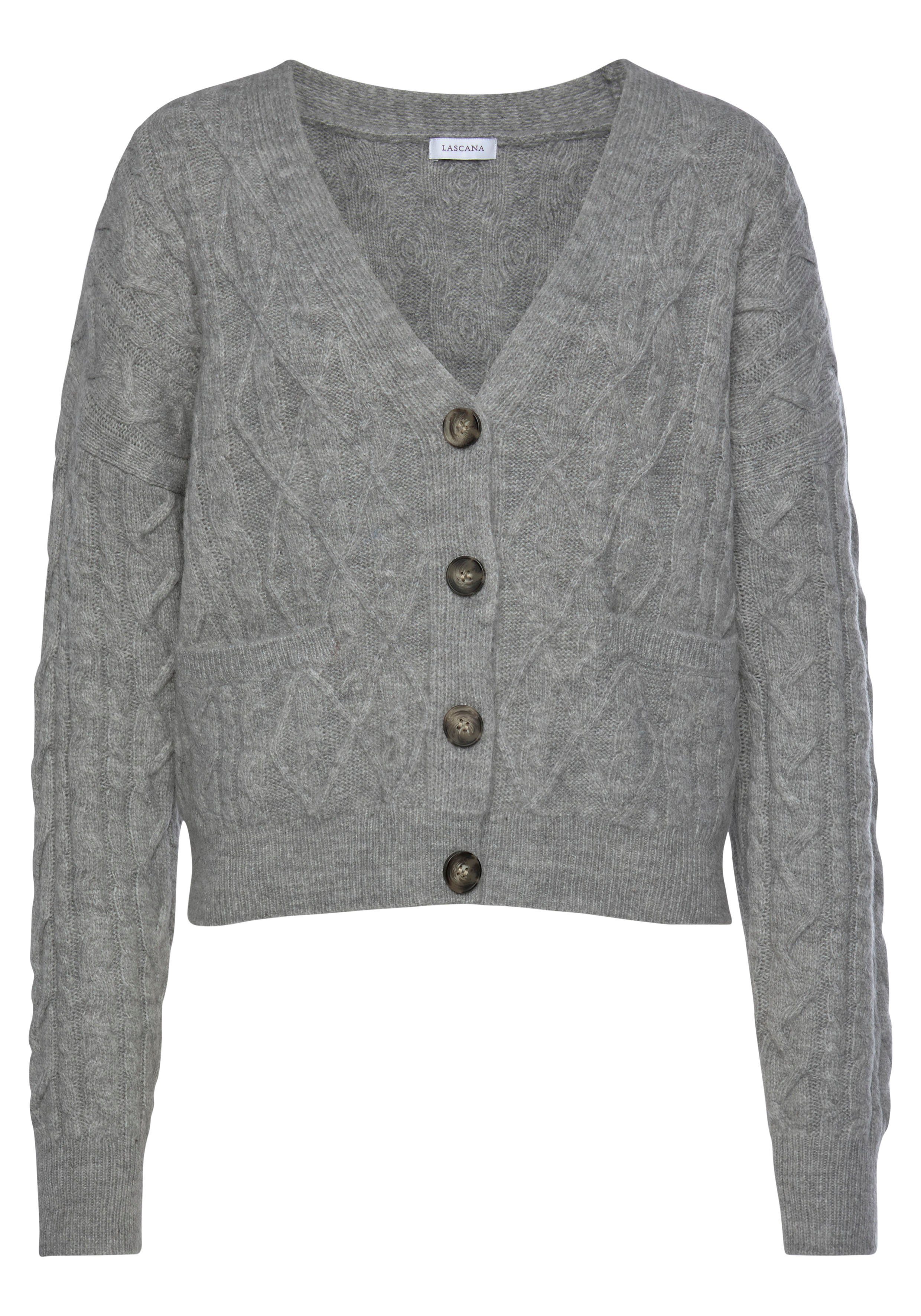 mit Zopfmuster Strickjacke LASCANA