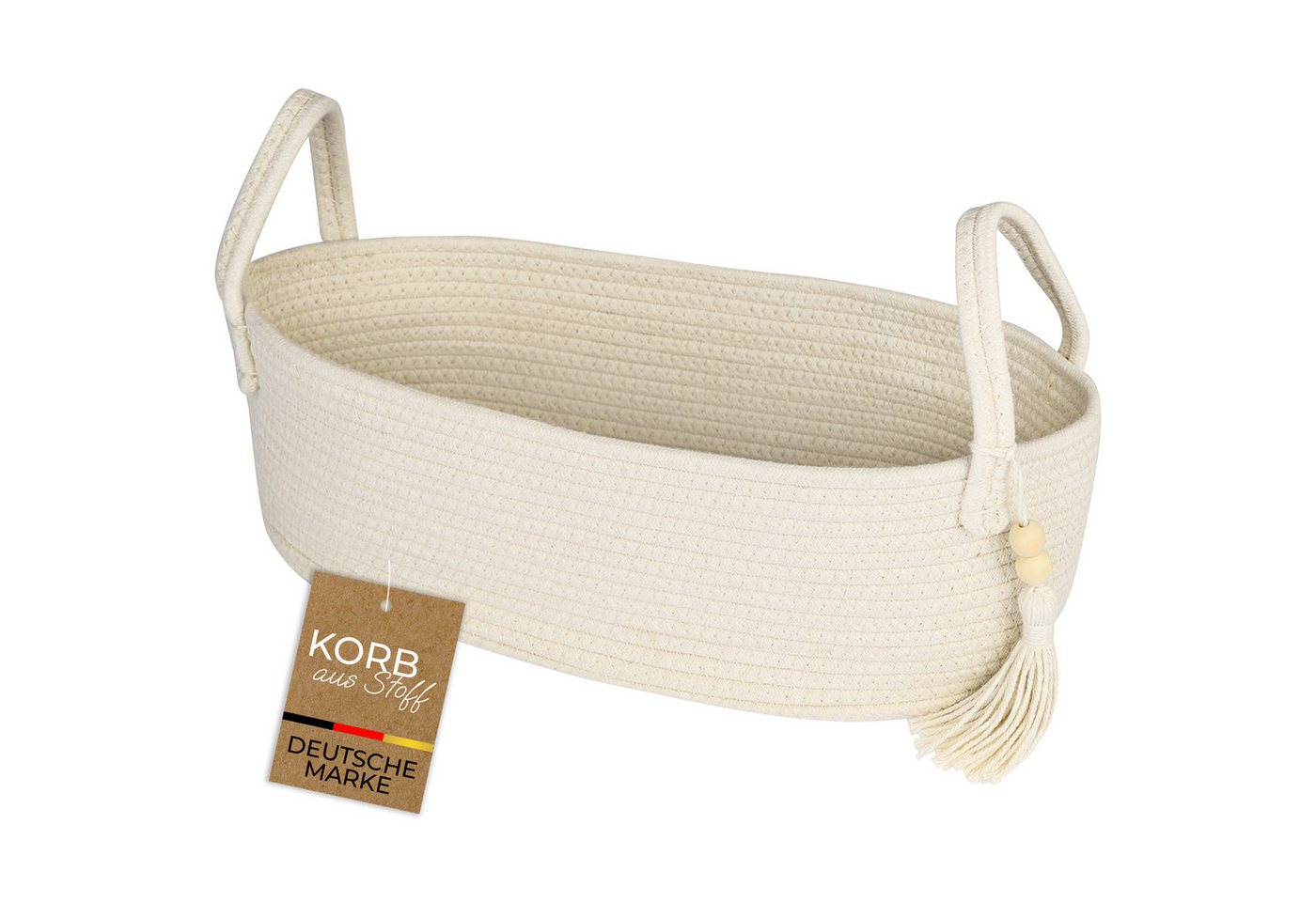 HMF Aufbewahrungskorb Aufbewahrungskorb Badezimmer, Korb für 3 Rollen Toilettenpapier, aus Baumwolle, Badezimmerkorb, 38,5 x 15,5 x 14 cm, Creme