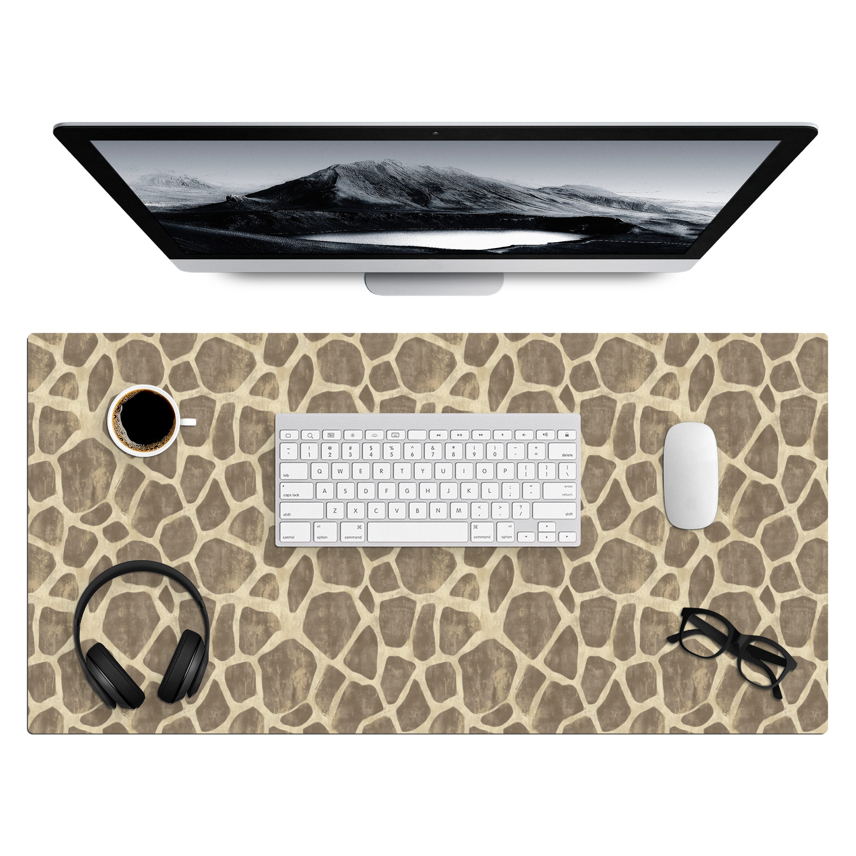 MuchoWow Gaming Mauspad Giraffe - Muster - Beige - Braun (1-St), Gaming Mauspad XXL, Schreibtischunterlage, Desk Mat Groß, 80x40 cm