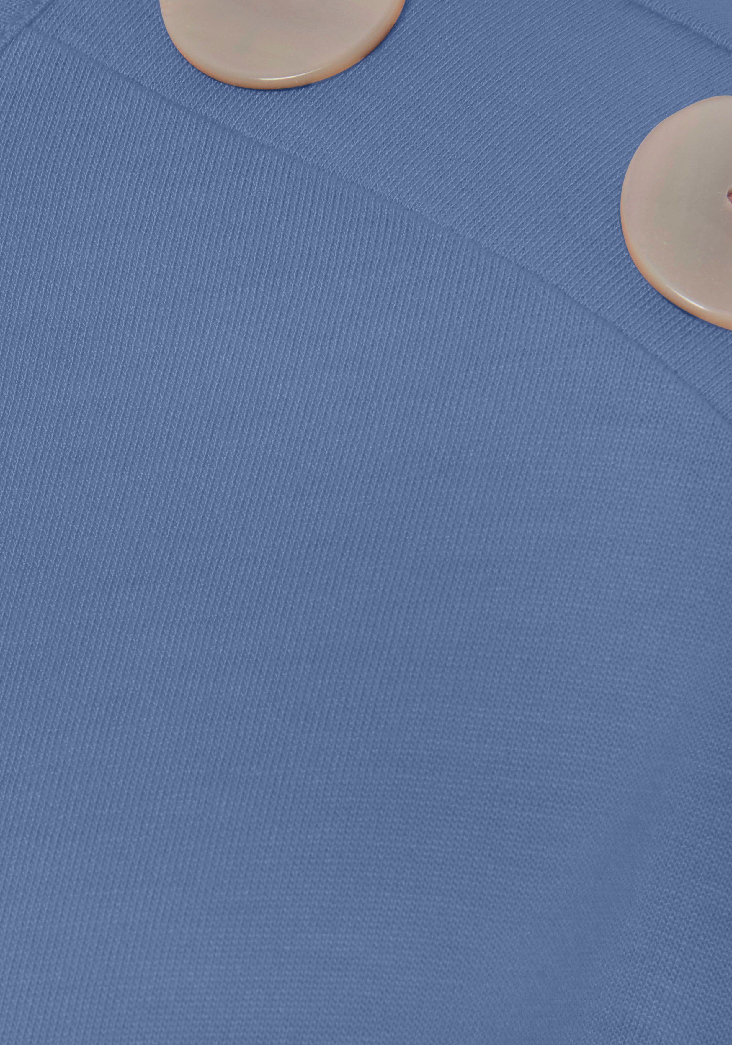 Buffalo Kurzarmshirt mit Zierknöpfen, bequemes T-Shirt aus Jersey, Basic