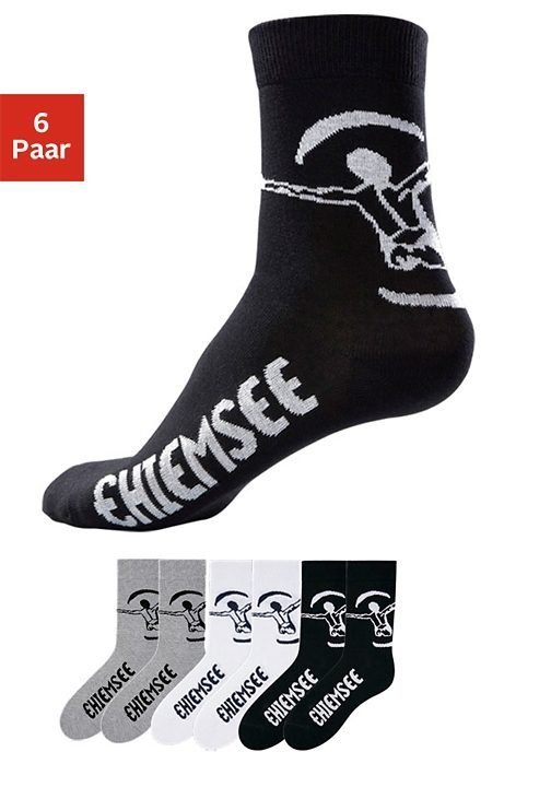 Chiemsee Freizeitsocken Herren Alltagssocken, Sportsocken, Baumwolle (Packung, 6-Paar, Crew Socken Gr. 39-42 bis 43-46) in pflegeleichter Markenqualität