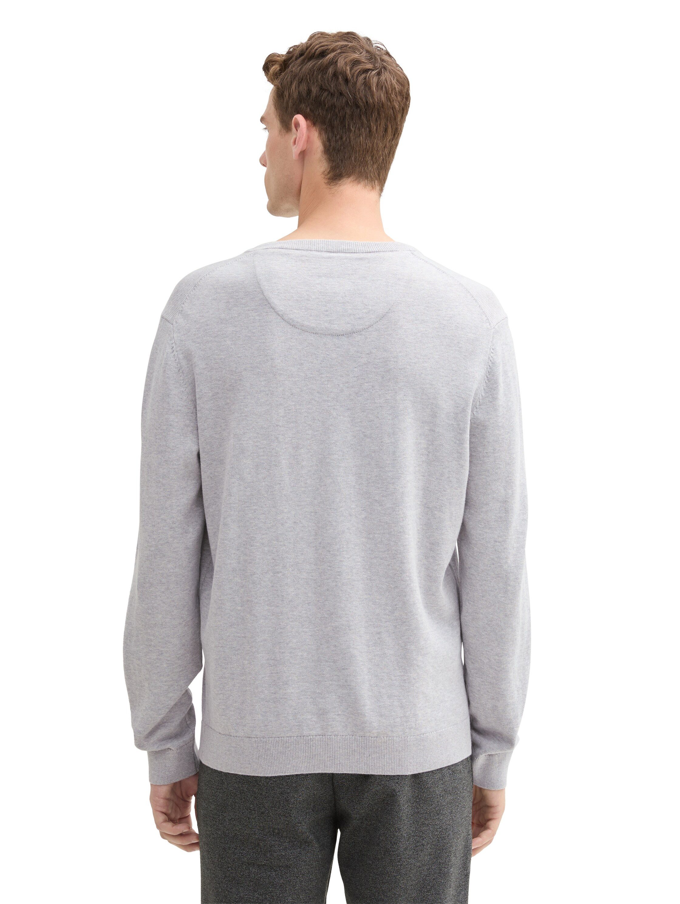 TOM TAILOR V-Ausschnitt-Pullover mit kleiner Logo-Stickerei günstig online kaufen