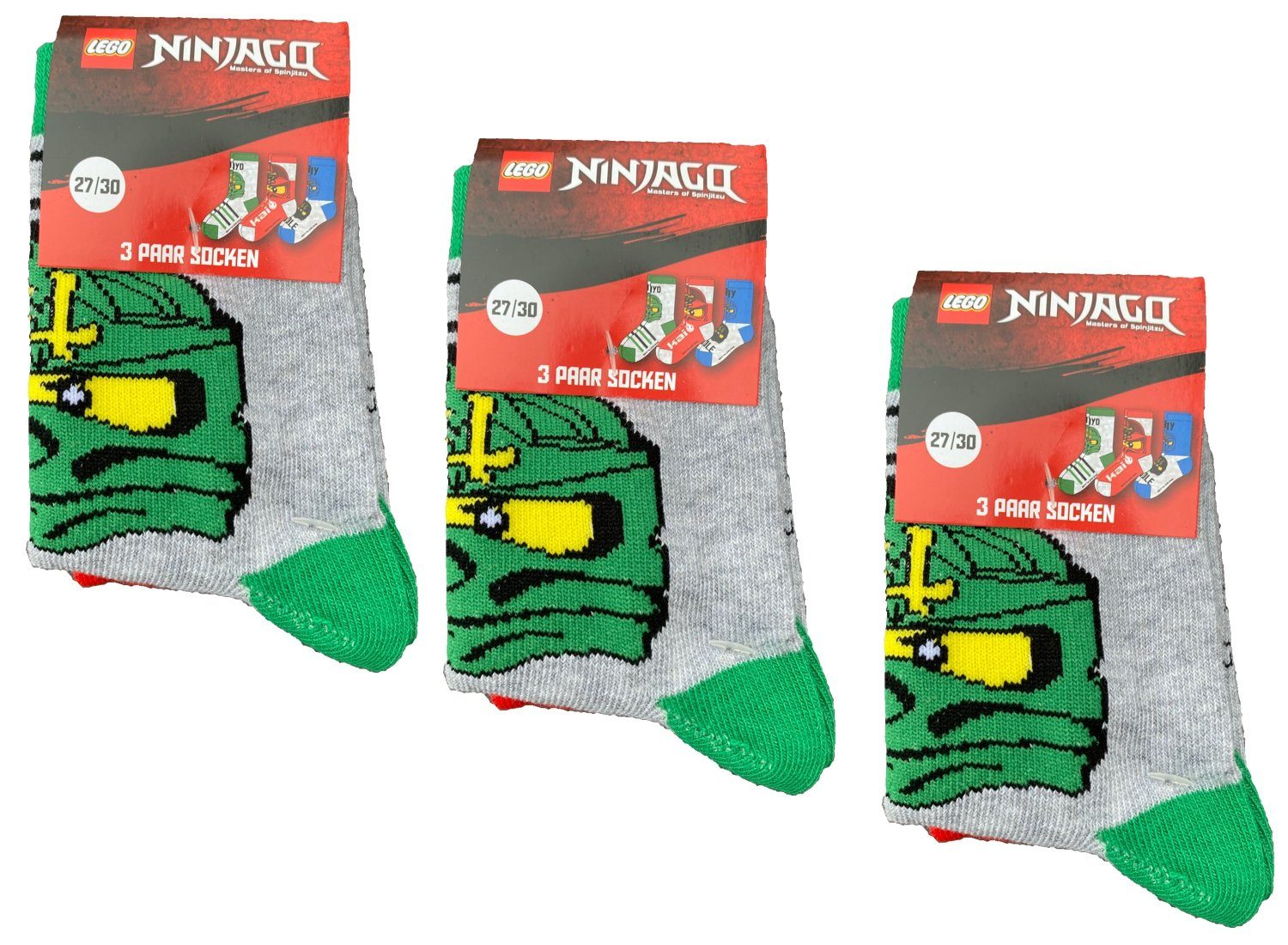 LEGO® kidswear Freizeitsocken 12x LEGO NINJAGO SOCKEN Jungen Strümpfe 27/30 31/34 35/38 Logo Lego Ninjago