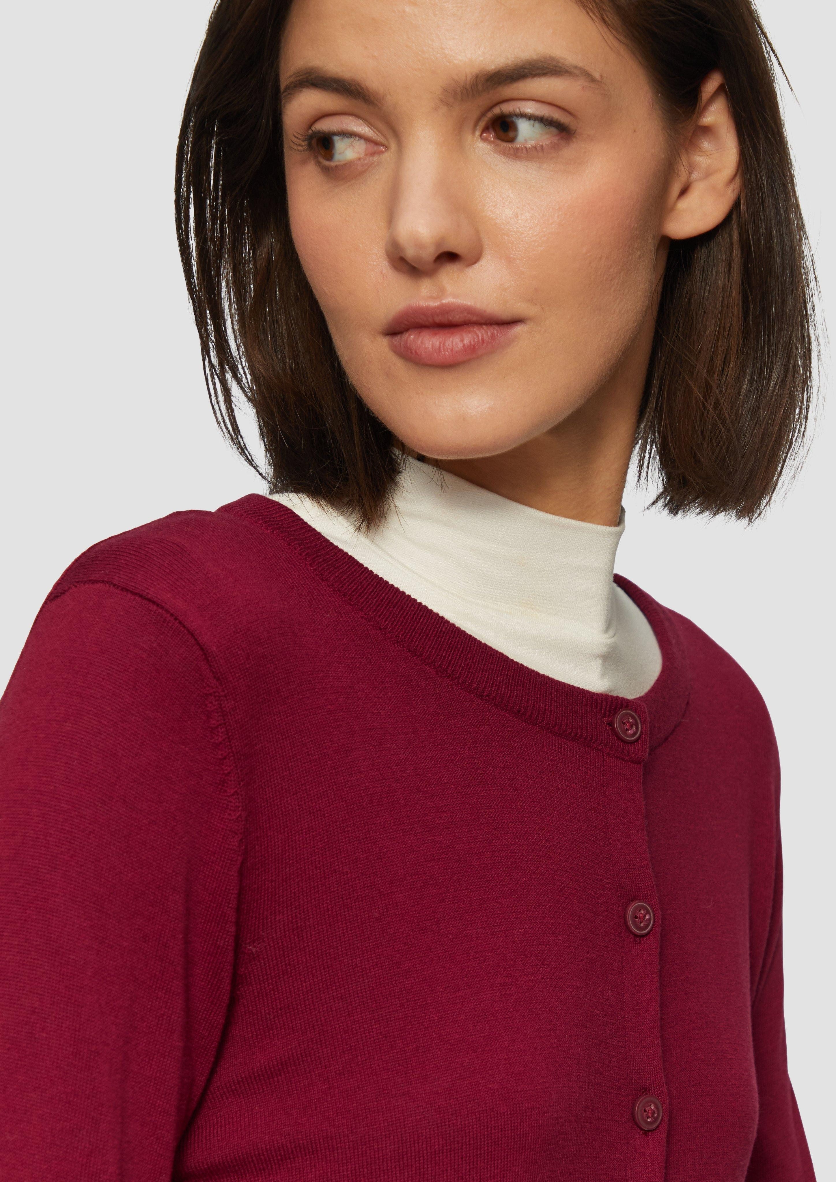 s.Oliver Strickjacke Rundhals-Strickjacke mit Knopfleiste Rippbündchen günstig online kaufen