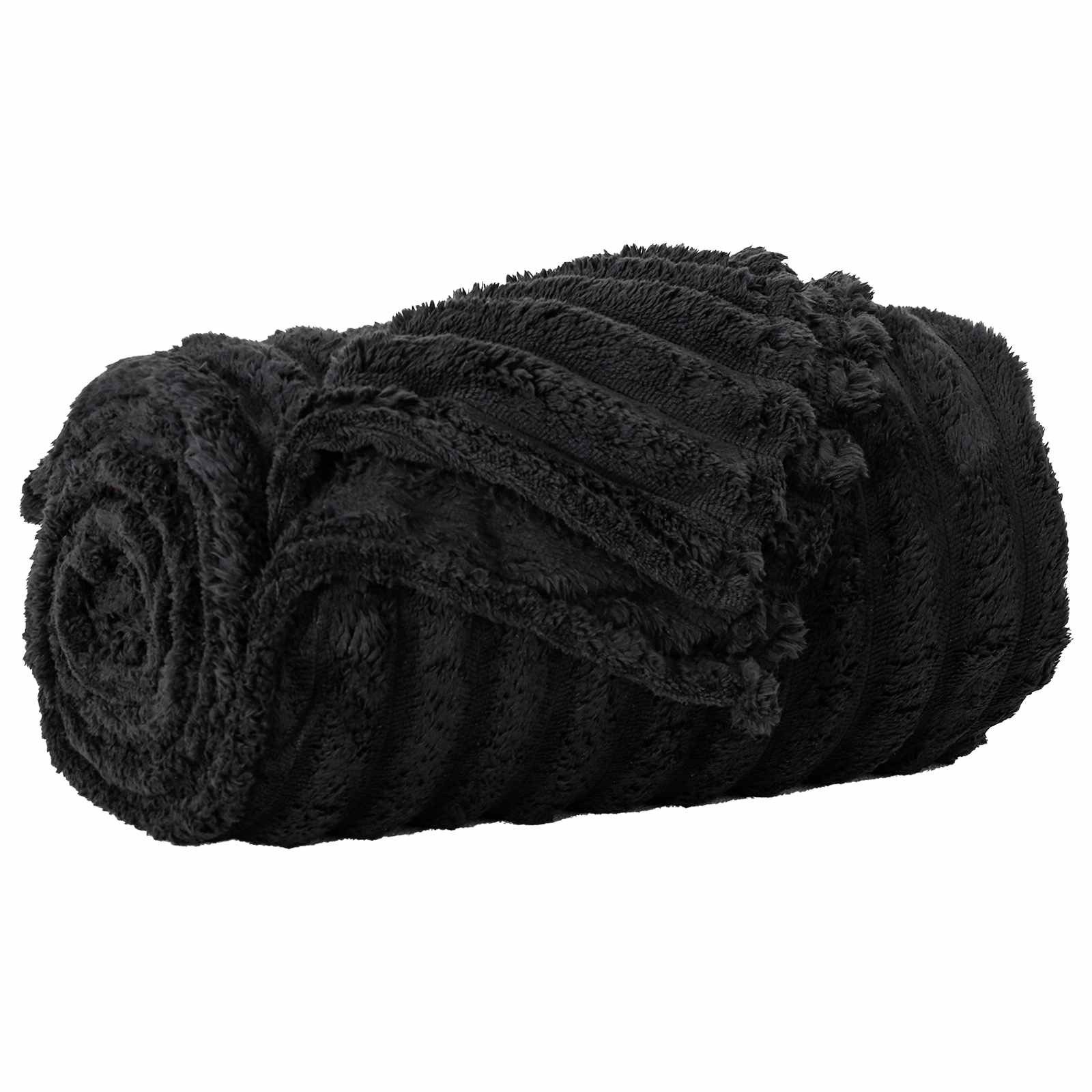 vidaXL Bettüberwurf Überwurfdecke Schwarz 150 x 130 cm Fleece