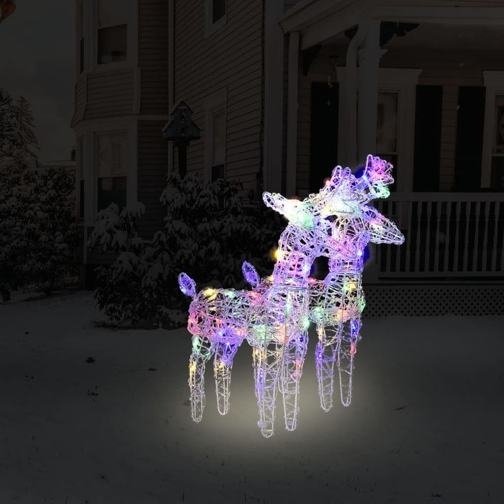 vidaXL Weihnachtsfigur mit 80 LEDs aus Acryl in bunt. Abmessungen (H) 55 cm (2er-Set)