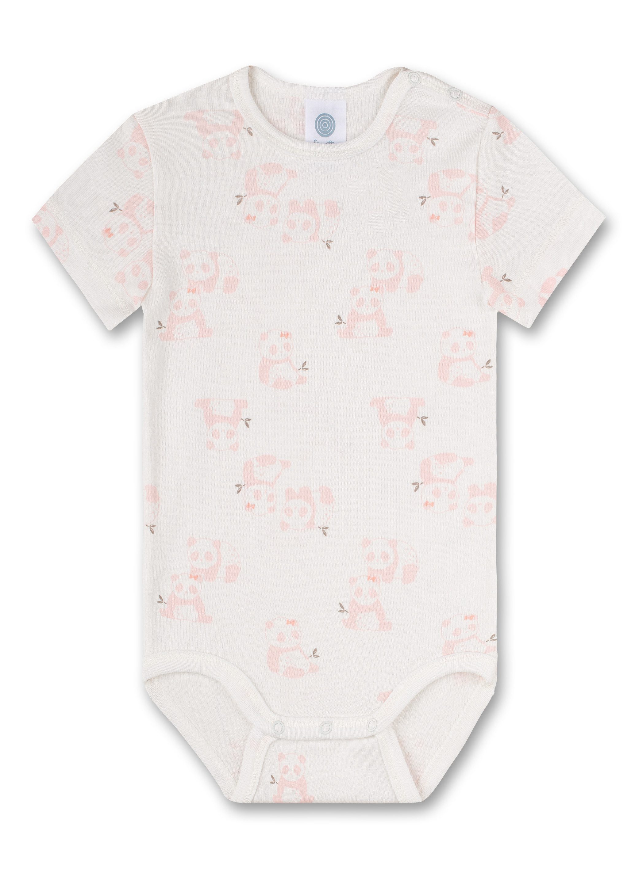Sanetta Kurzarmbody Baby Kurzarmbody aus Baumwolle mit Panda-Motiv