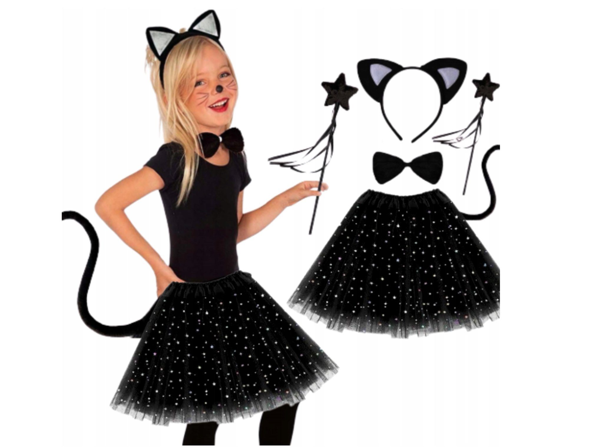 Festivalartikel Kostüm Kostüm Verkleidung Kinder Kind Katze Cat 5in1