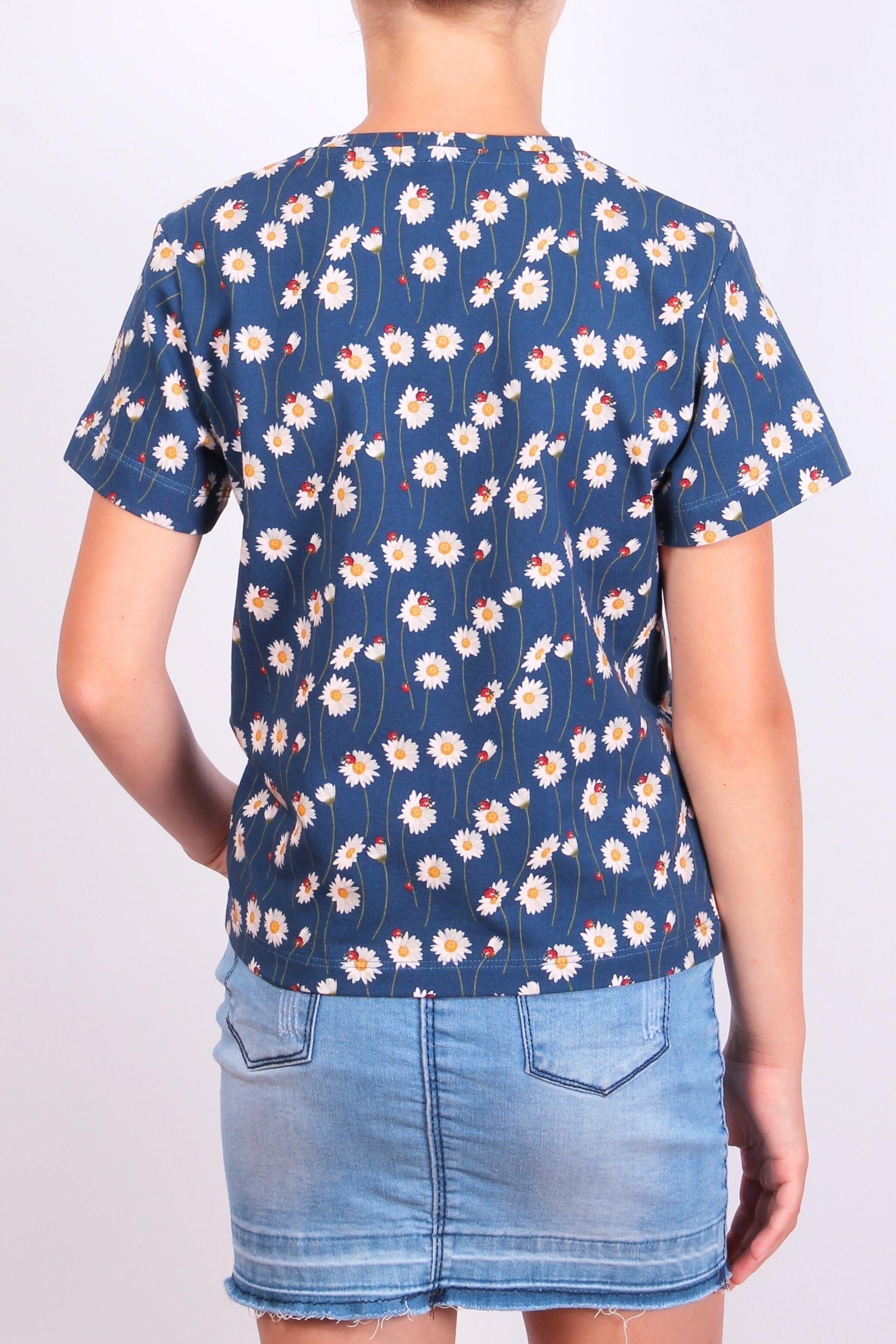 coolismo T-Shirt Print-Shirt Mädchen Baumwolle Alloverprint, mit für Gänseblümchen Rundhalsausschnitt