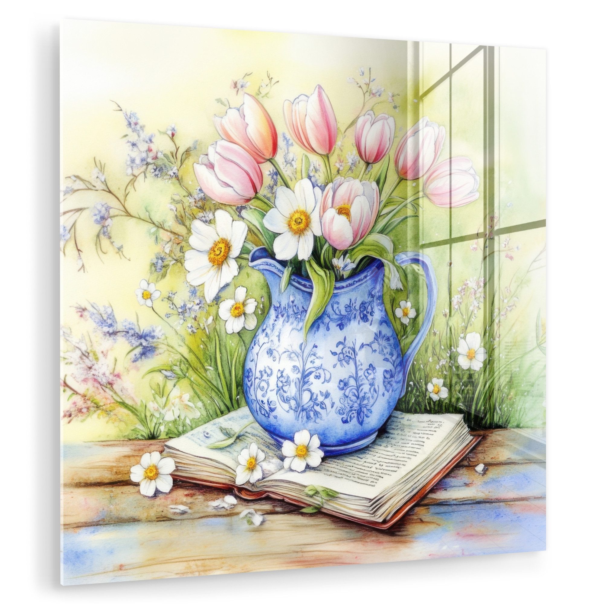 MuchoWow Acrylglasbild Vase - Delfter Blau günstig online kaufen