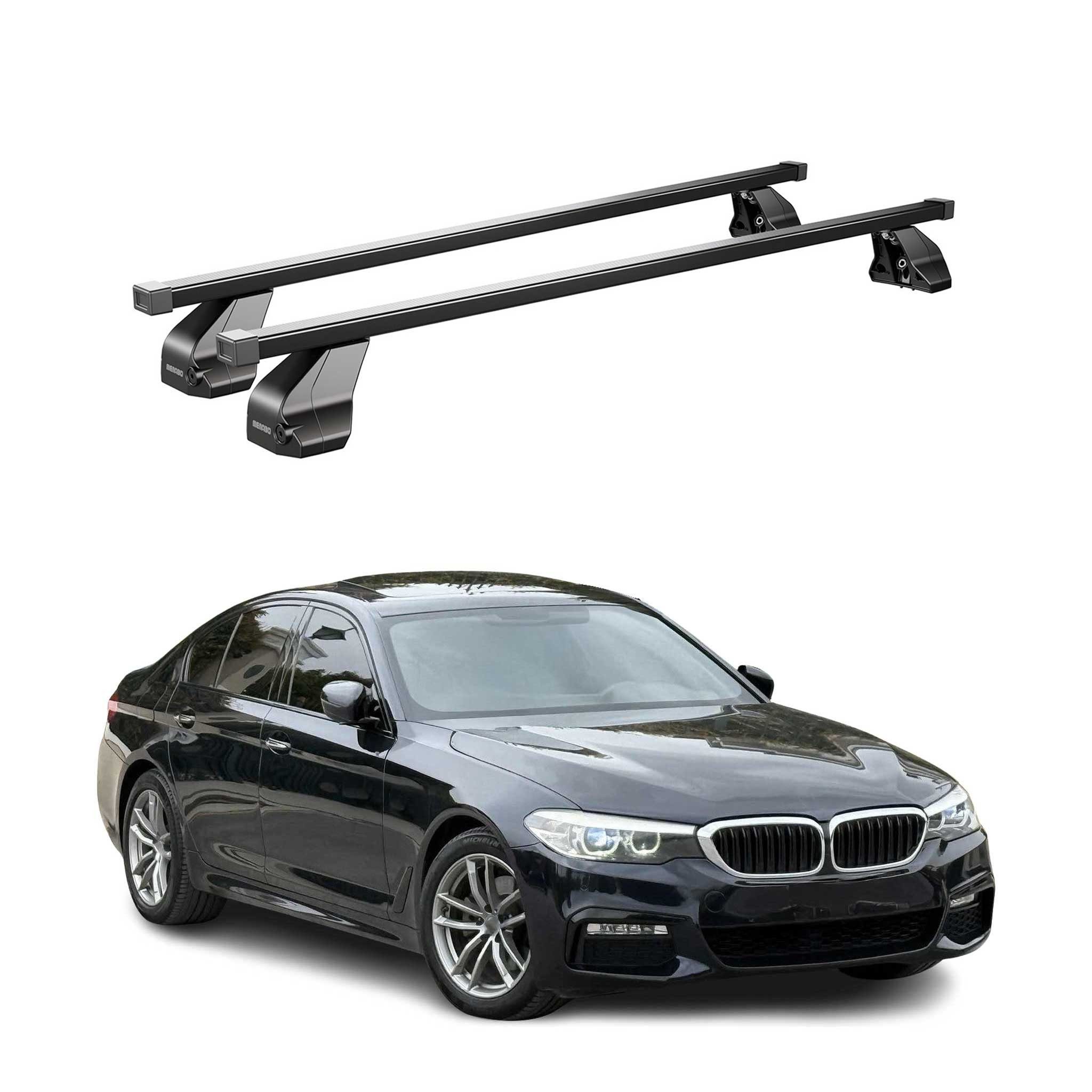 OMAC Dachträger Menabo Stahl Gepäckträger für BMW 5er G30 2016-2024 Schwarz 2x (2-St), Wasserbeständig,Abnehmbar,Multifunktional,Leichtgewichtig