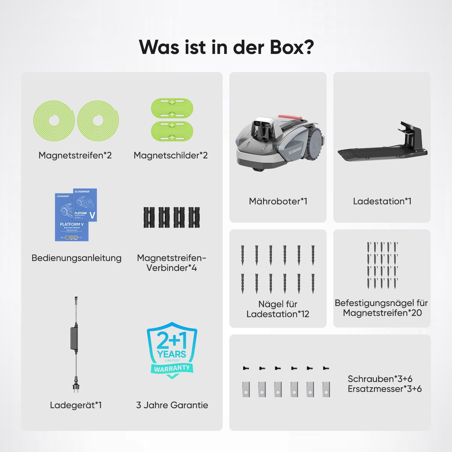Sunseeker robotic lawnmower V3, for lawns up to 600 m², (package)