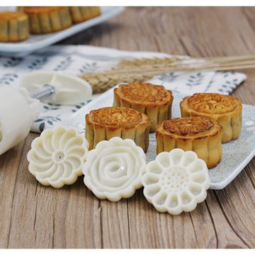 Rnemitery Ausstechform 3D Mooncake Form 3D Blumen Hand Druck Fondant Dessert Mond Kuchenform
