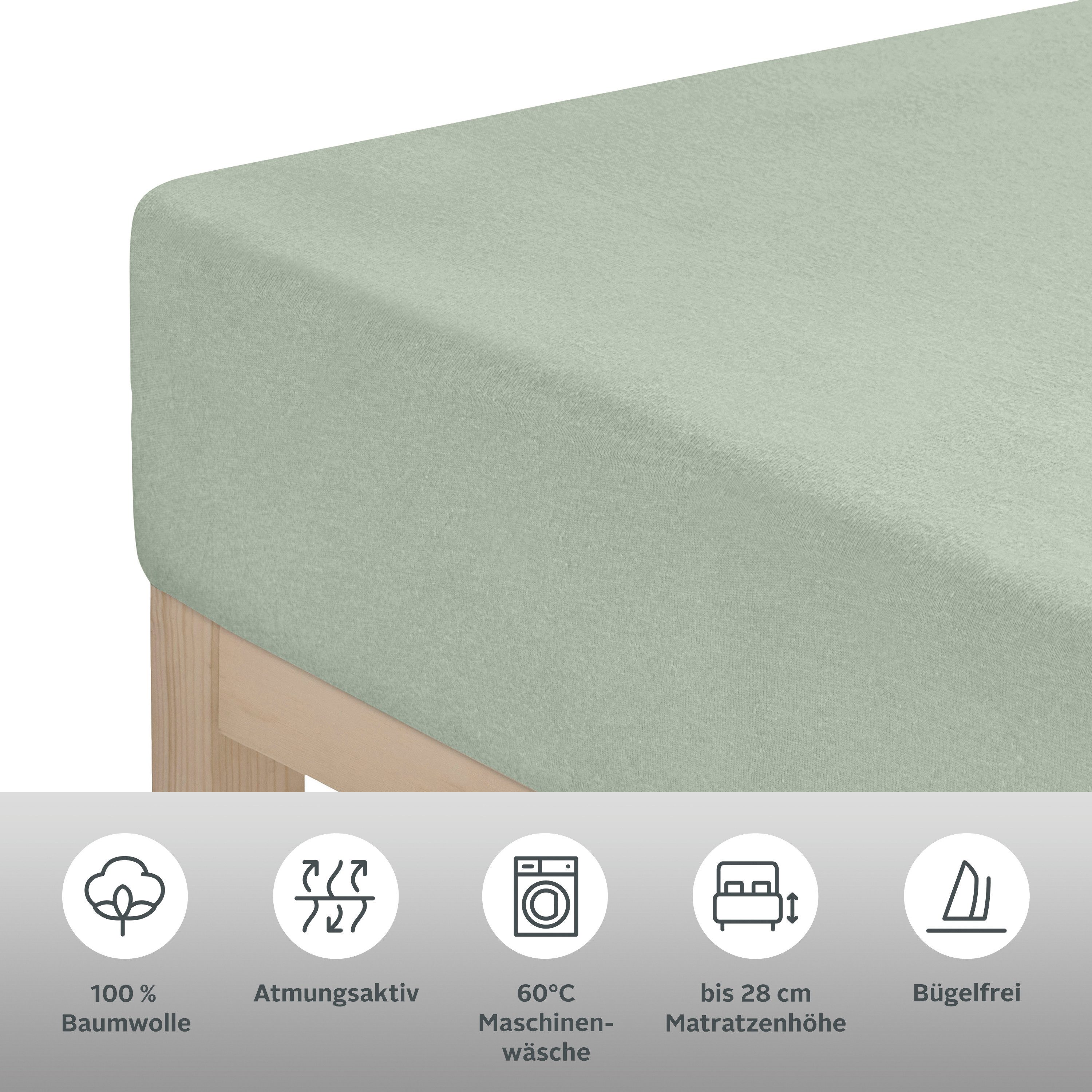 OTTO home Spannbettlaken BLACKBERRY in PREMIUM und BASIC Qualität, 100% Baumwolle, Jersey (160 g/m), Gummizug: rundum, (1 Stück), für hohe Matratzen bis 28 cm,  – Bild 5 von 5