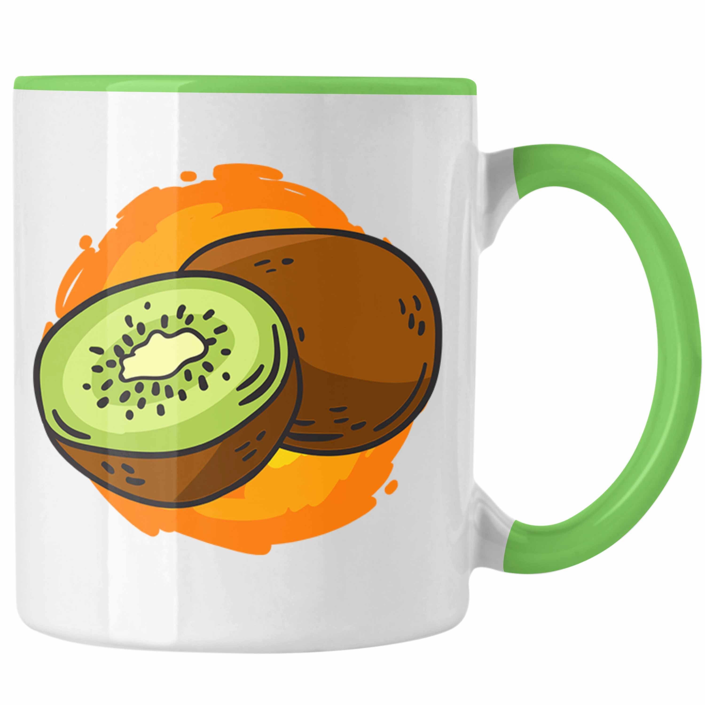 Trendation Tasse Lustige Tasse mit Kiwi-Grafik Geschenk für Kiwi-Liebhaber Grün