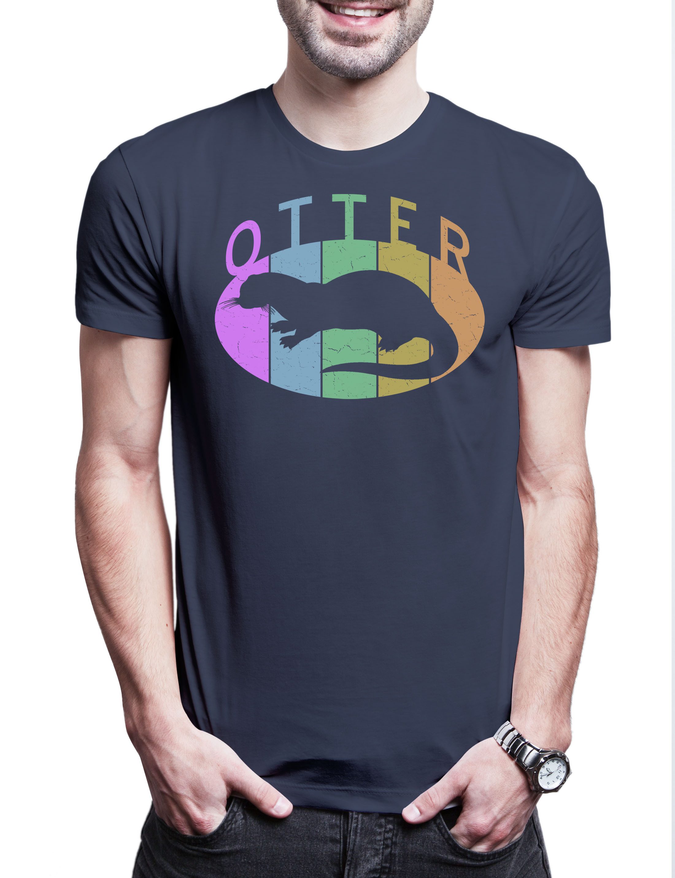 Print-Shirt Otter C Herren T-Shirt Vintage Wildlife lontra Nutria Fischotter